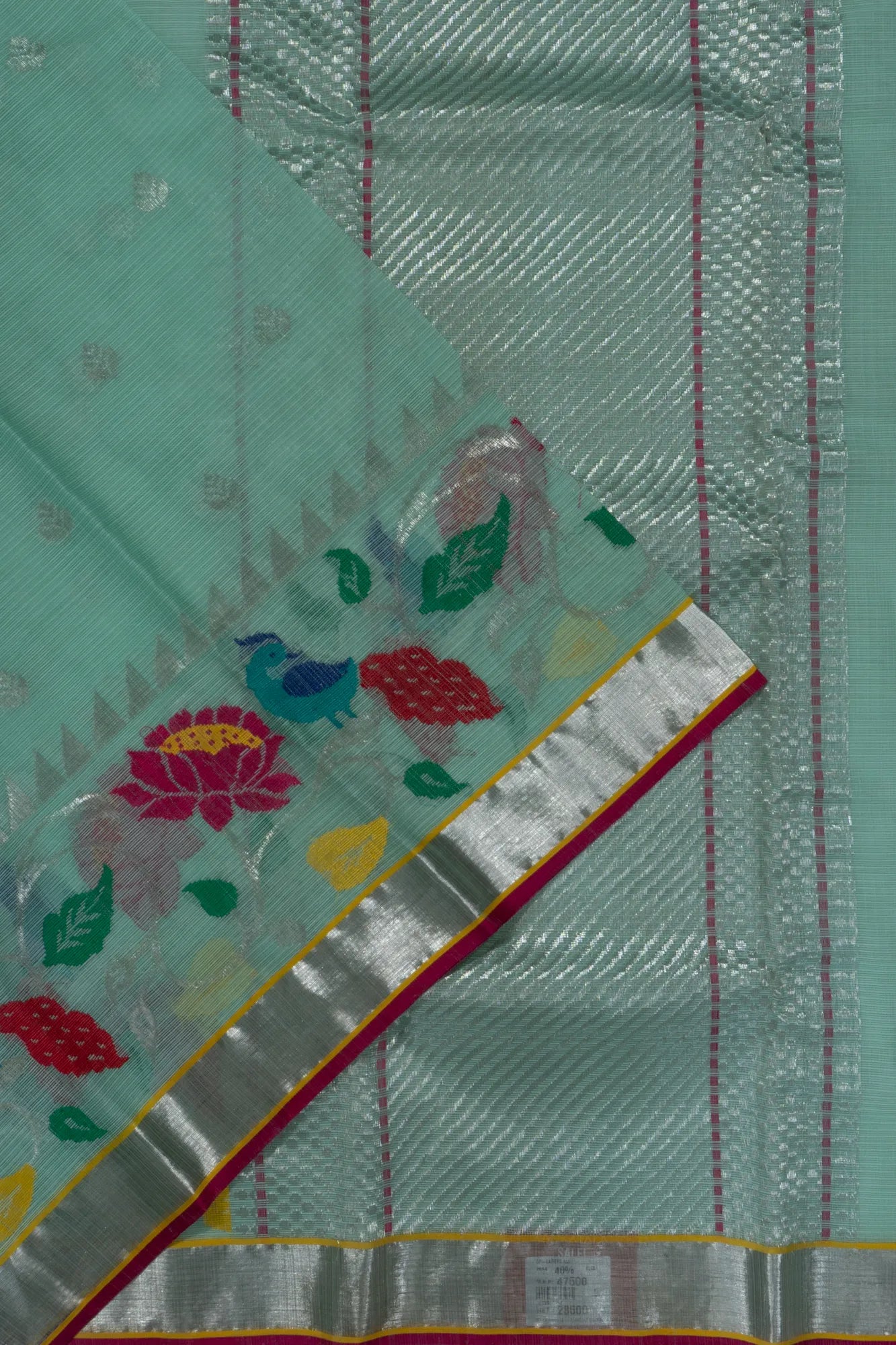 Zari Kota Cotton Butta Sea Blue Saree