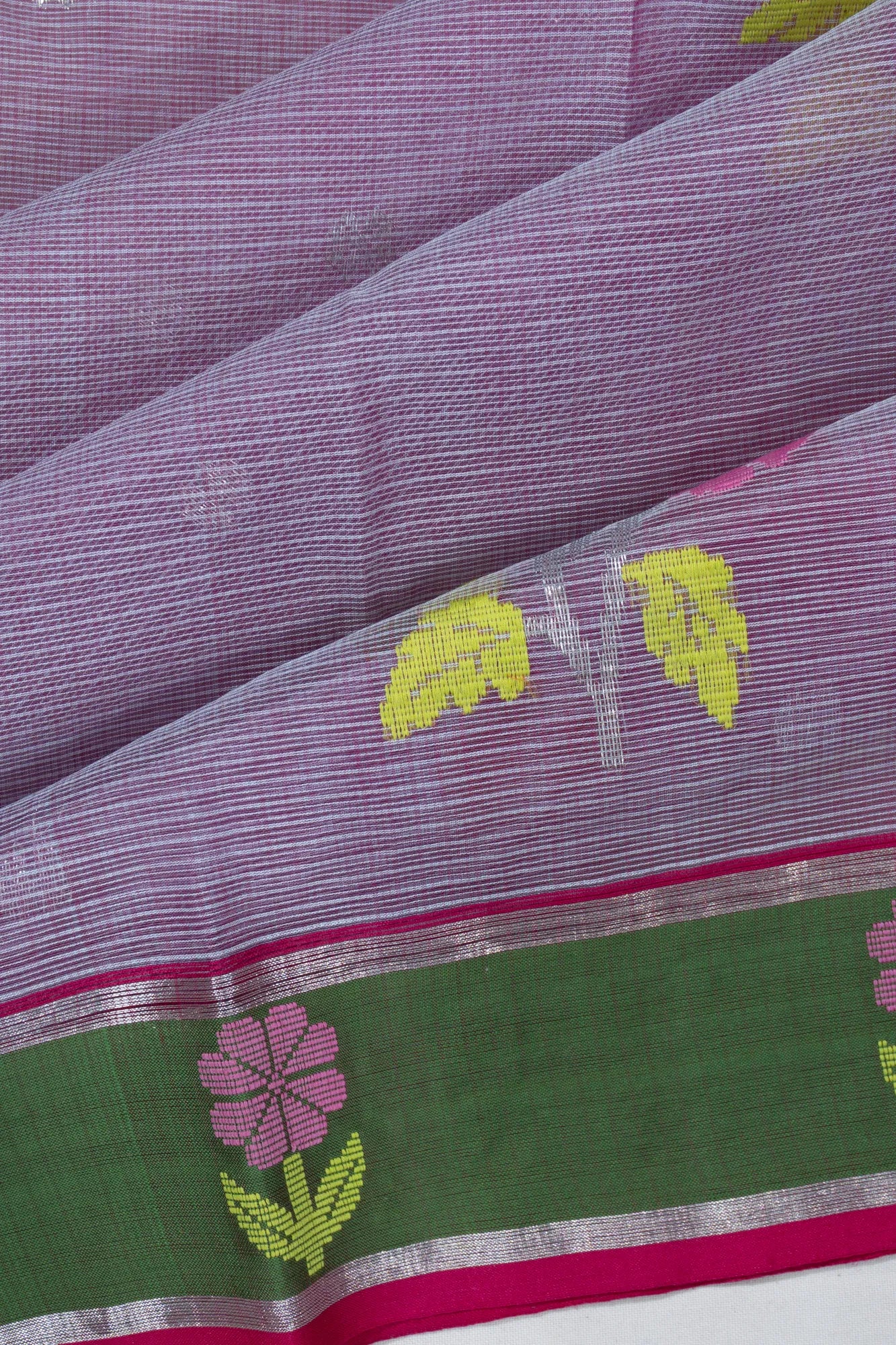 Zari Kota Cotton Butta Lavender Saree