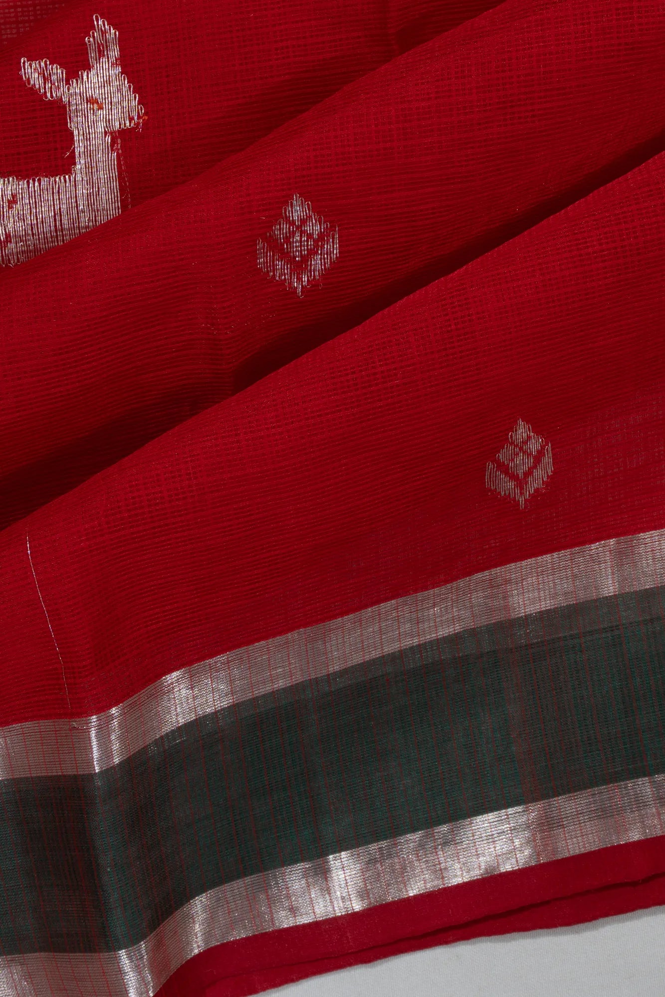 Zari Kota Cotton Butta Red Saree