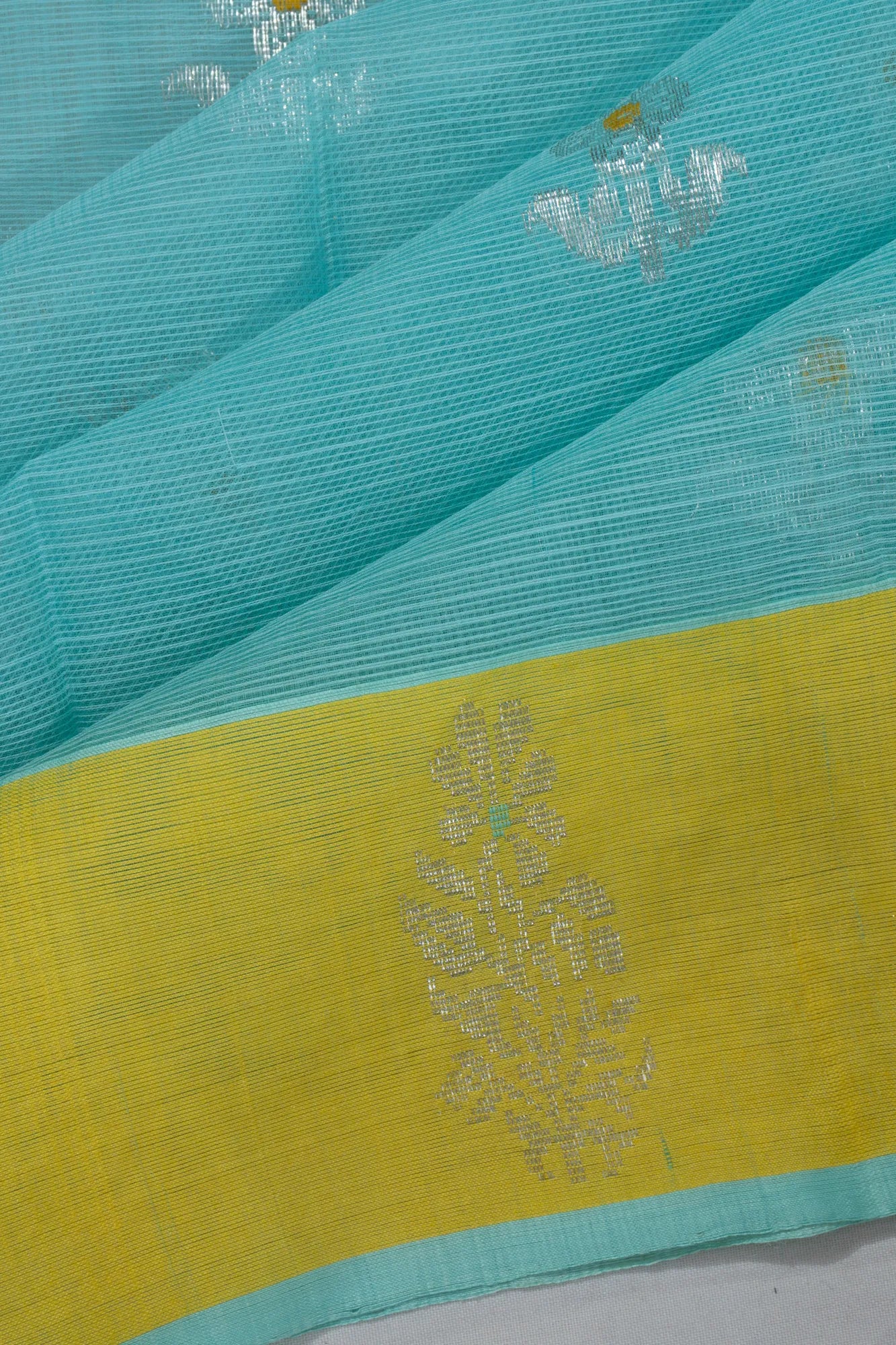 Zari Kota Cotton Butta Sky Blue Saree