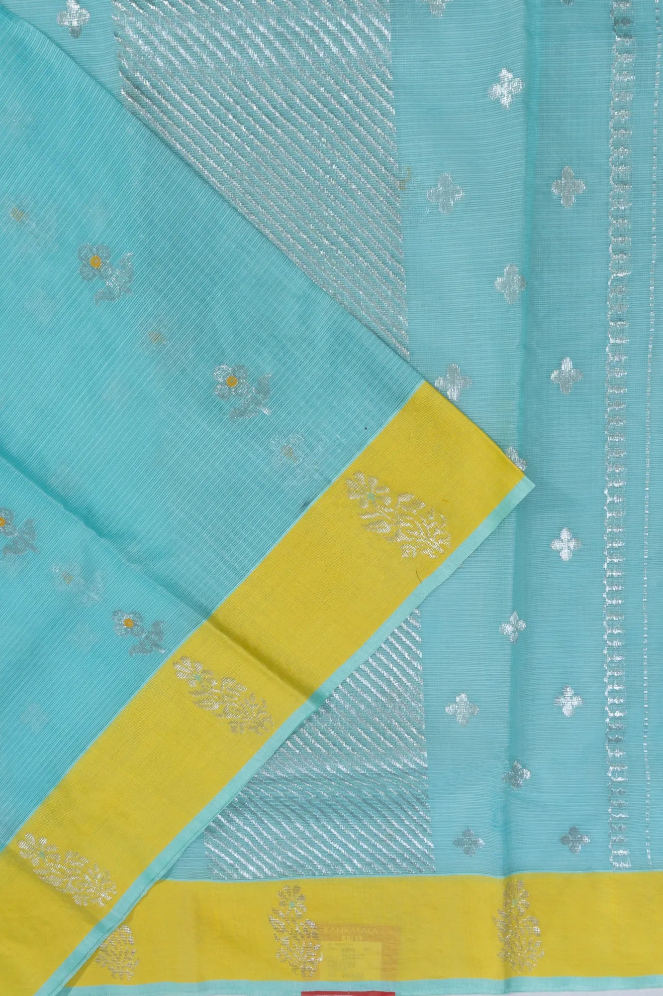 Zari Kota Cotton Butta Sky Blue Saree