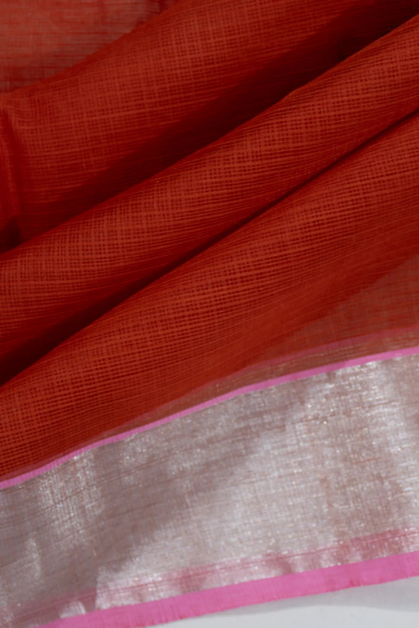 Zari Kota Cotton Butta Red Saree