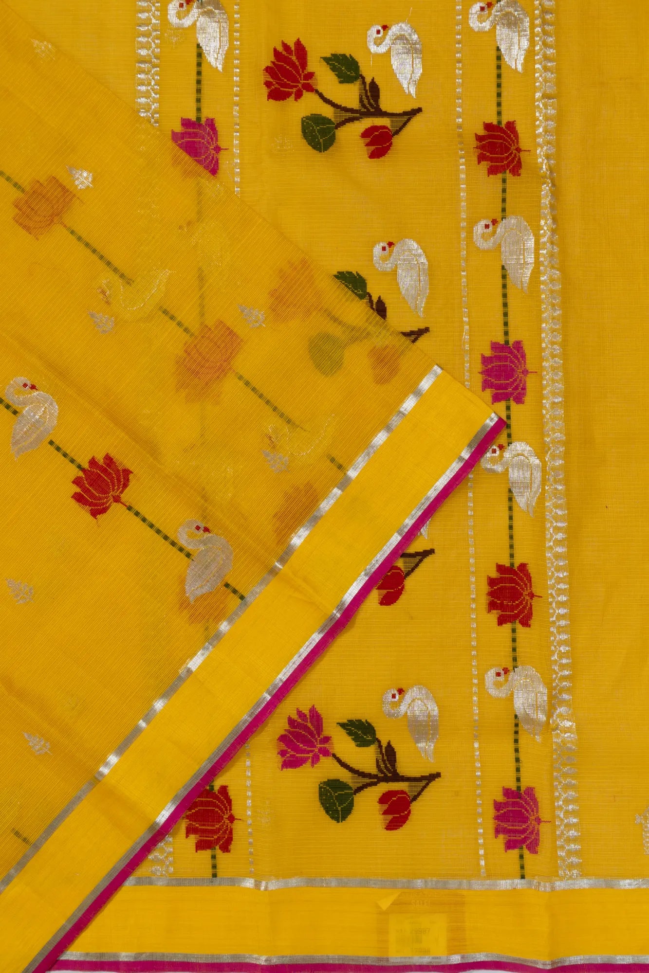 Zari Kota Cotton Butta Yellow Saree