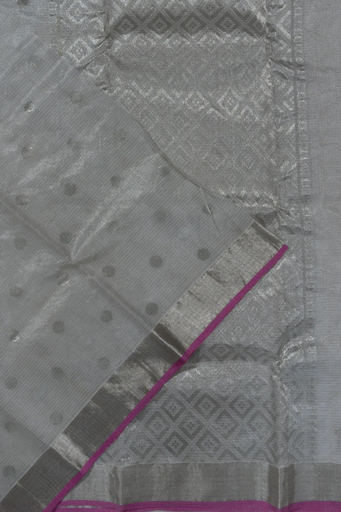 Zari Kota Cotton Tissue Butta White Saree