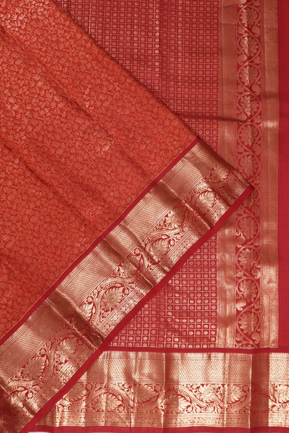 Taranga Kanchi Silk Brocade Red Saree