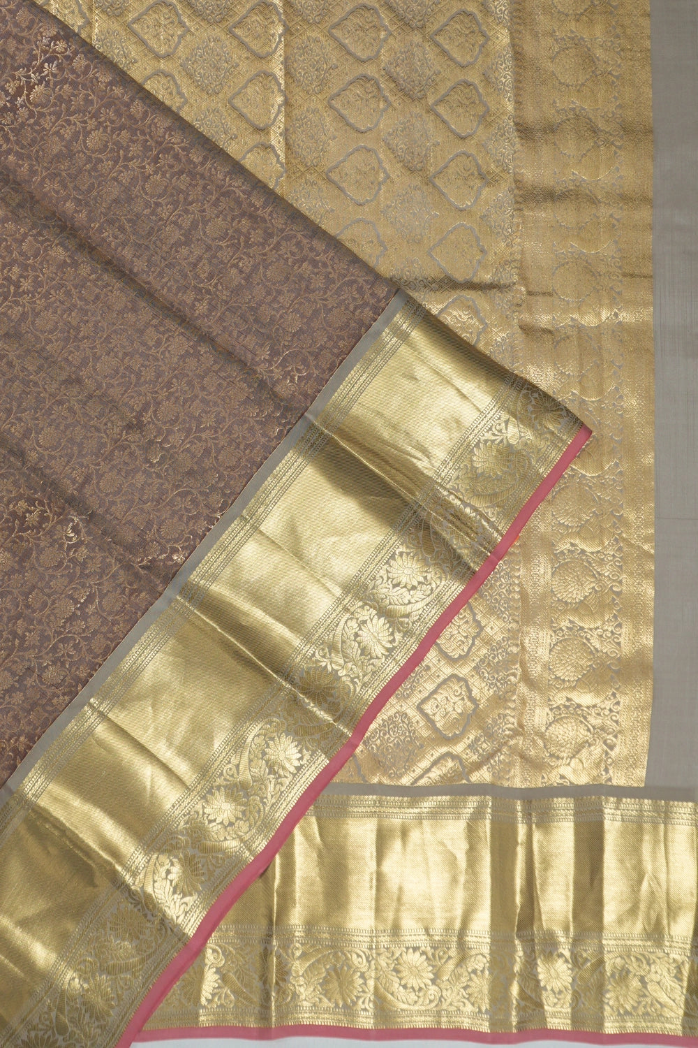 Taranga Kanchi Silk Brocade Brown Saree