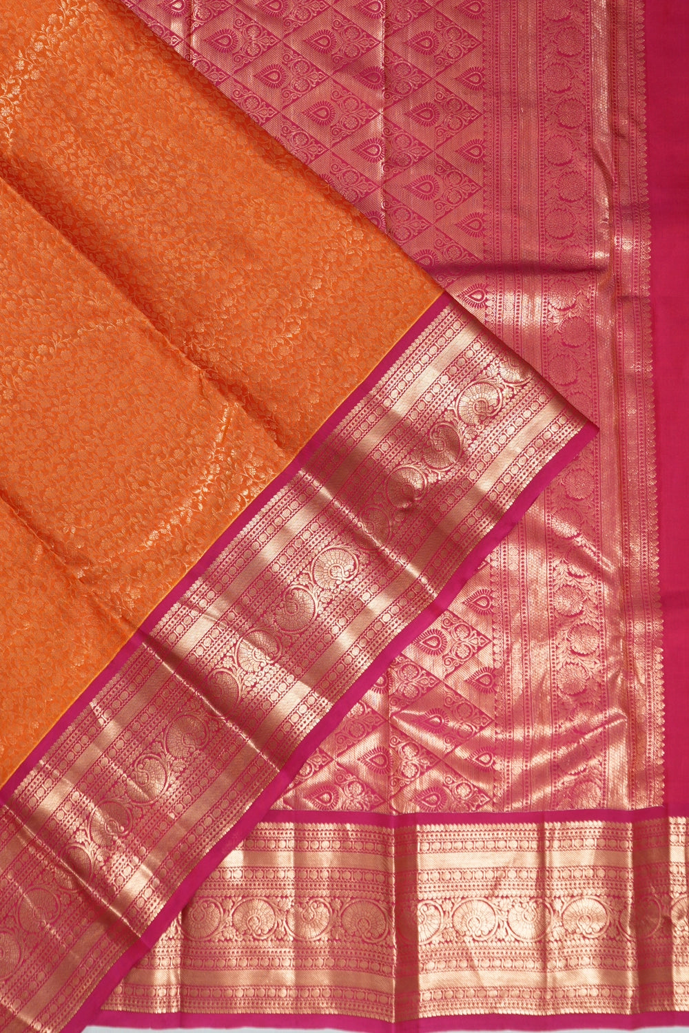 Taranga Kanchi Silk Brocade Orange Saree