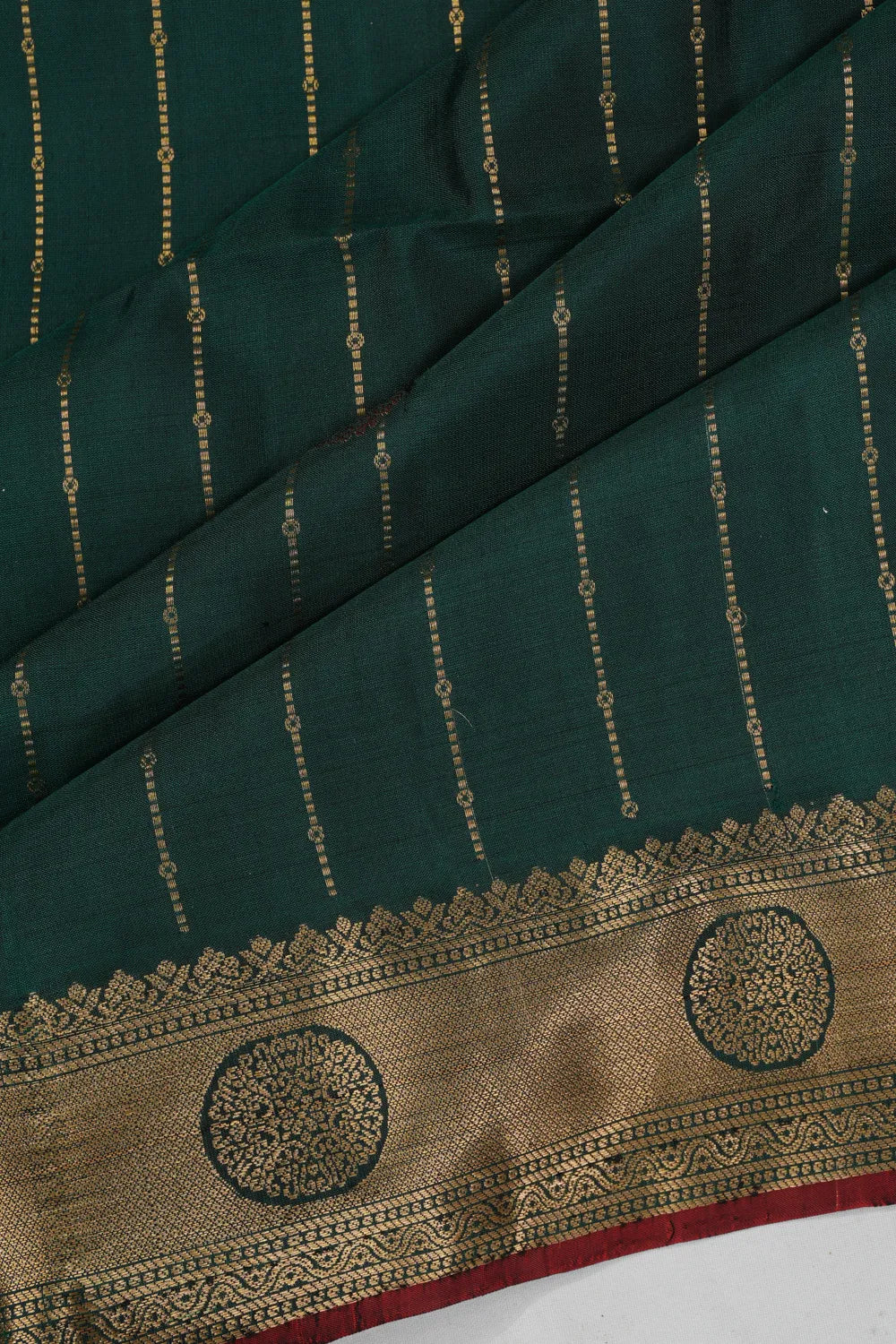 Coimbatore Soft Silk Lines And Butta Dark Green Saree