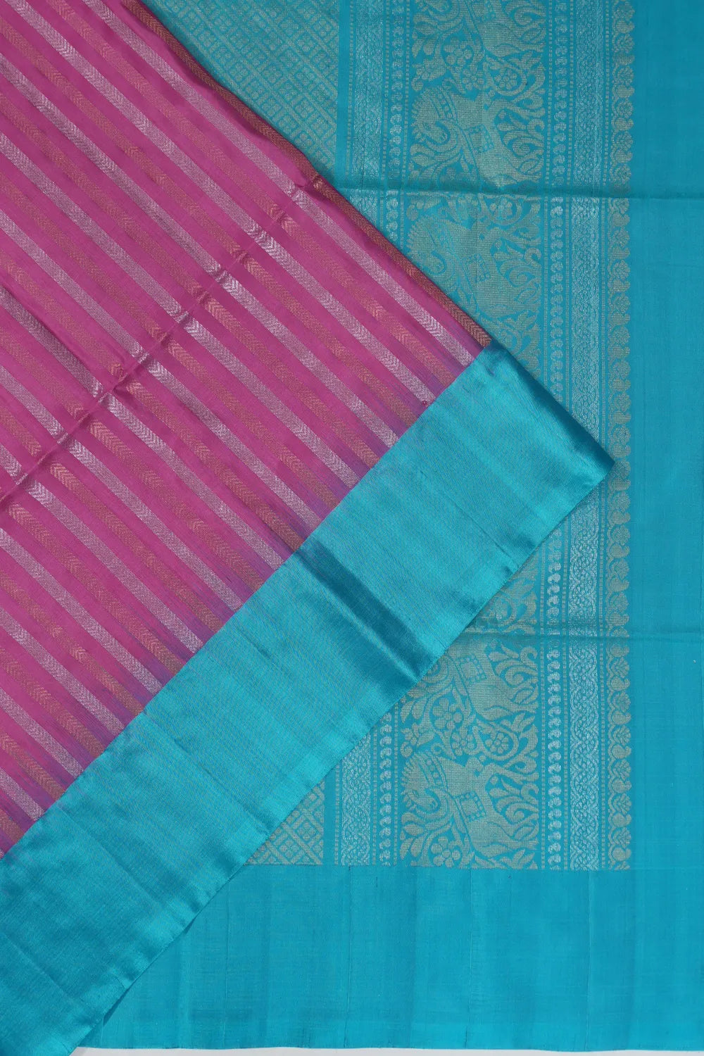 Coimbatore Soft Silk Vertical Lines Pink Saree
