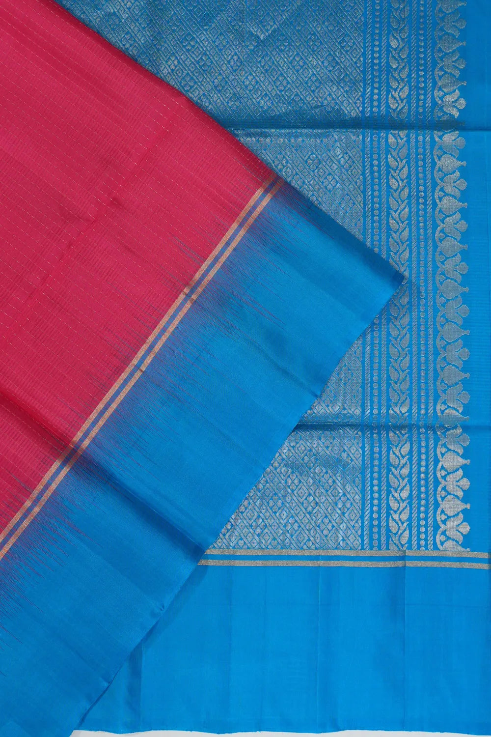 Coimbatore Soft Silk Vertical Lines Rani Pink Saree