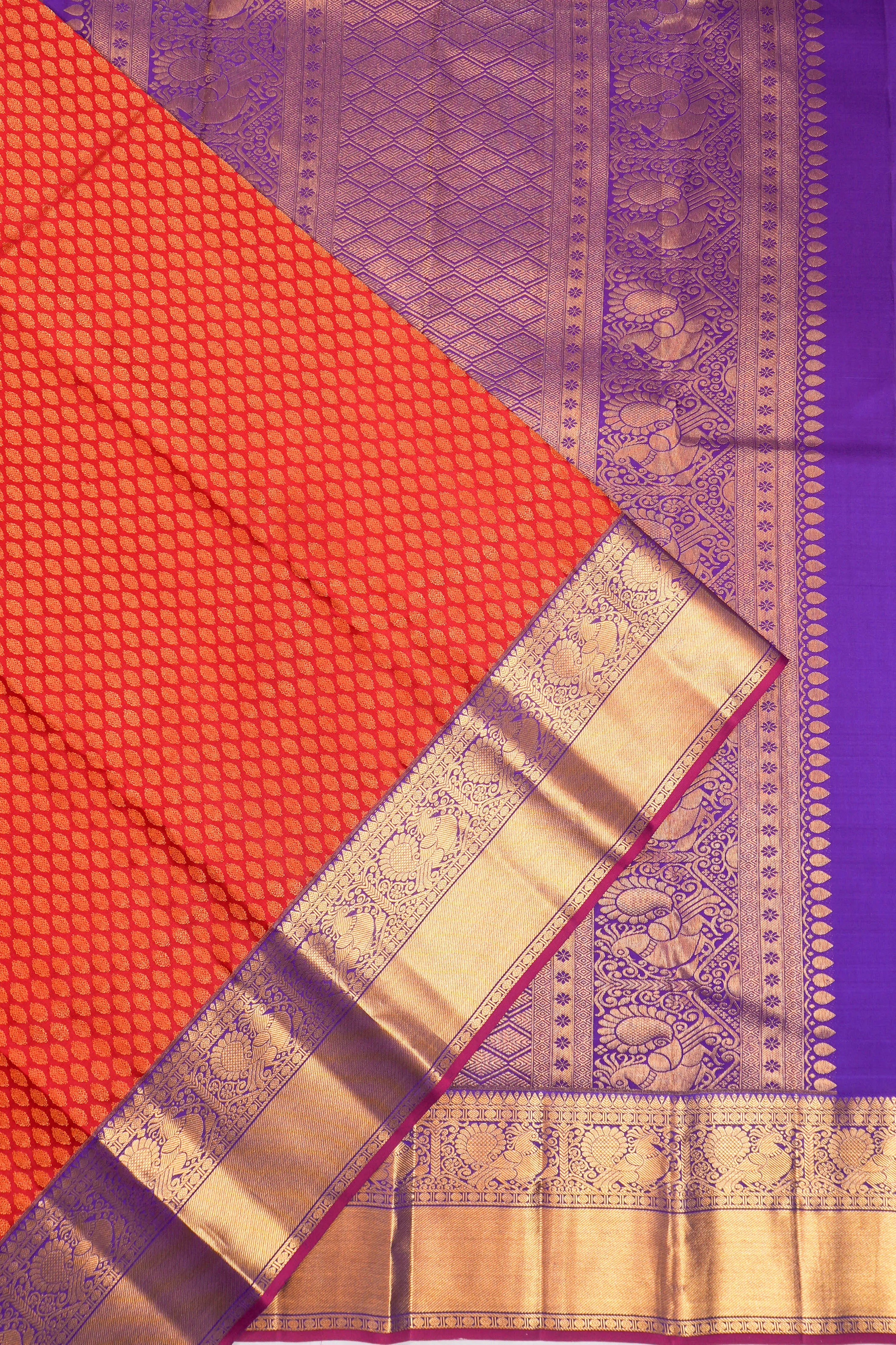 Taranga Kanchi Silk Brocade Red Saree