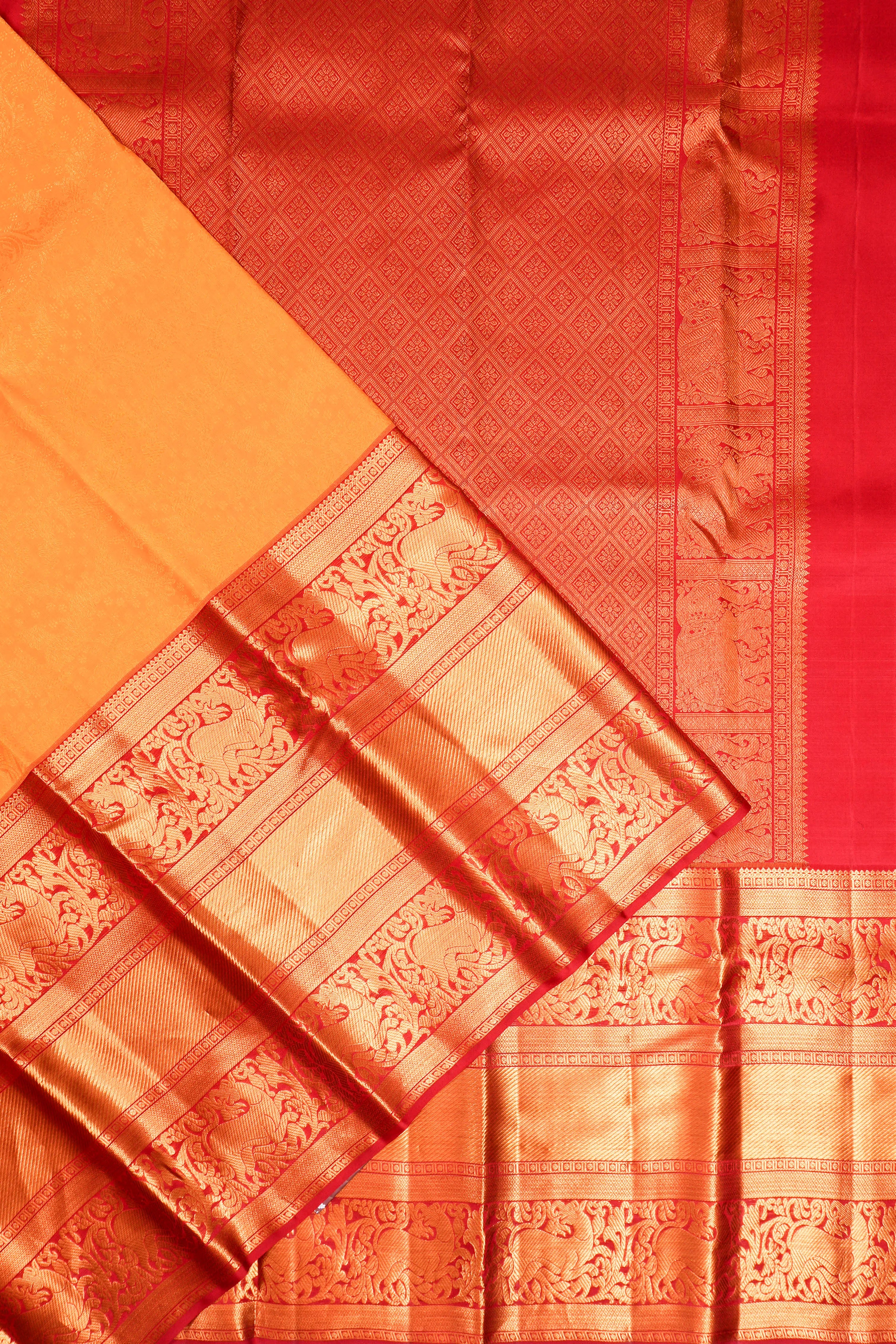 Taranga Kanchi Silk Plain Yellow Saree