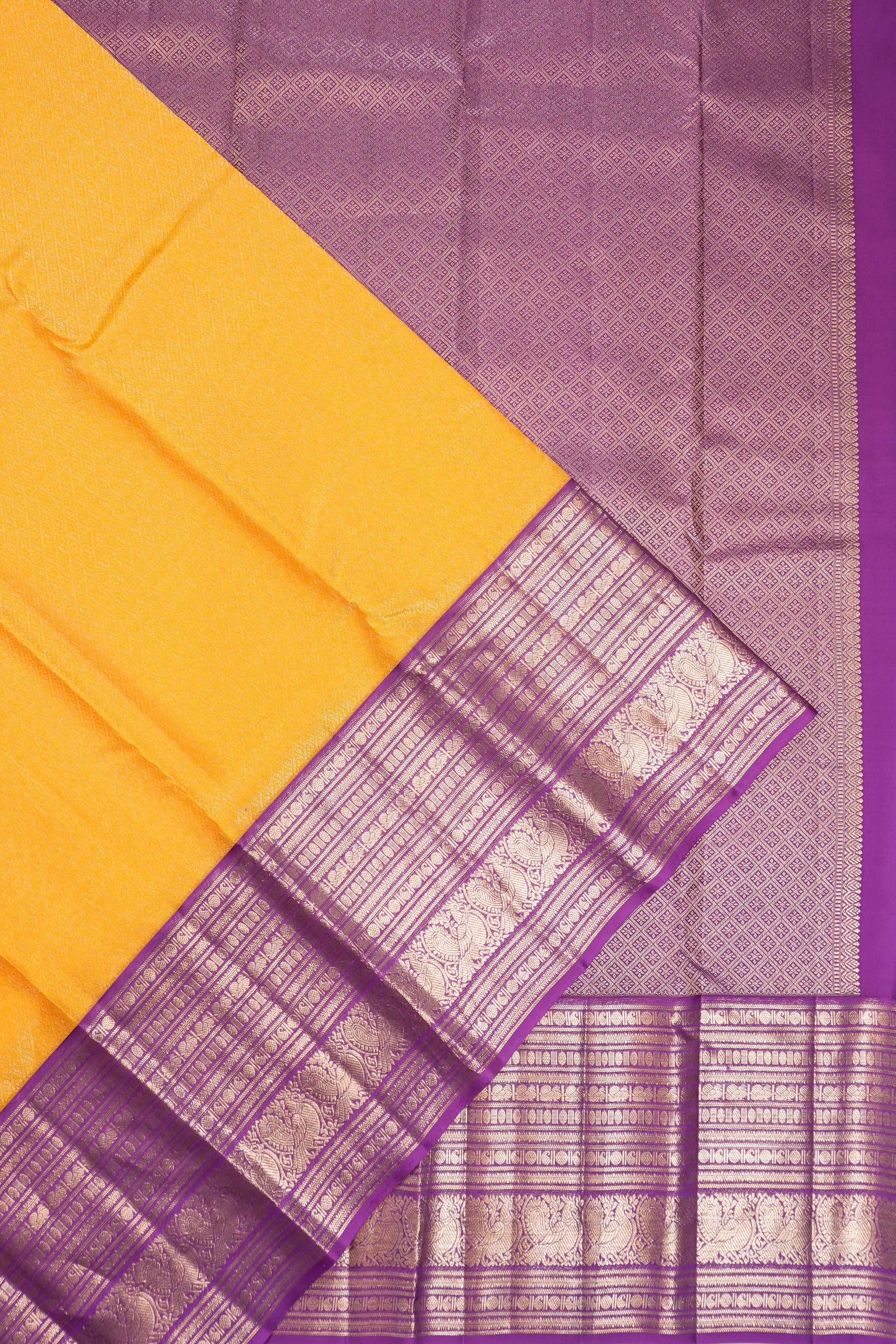 Taranga Kanchi Silk Brocade Yellow Saree