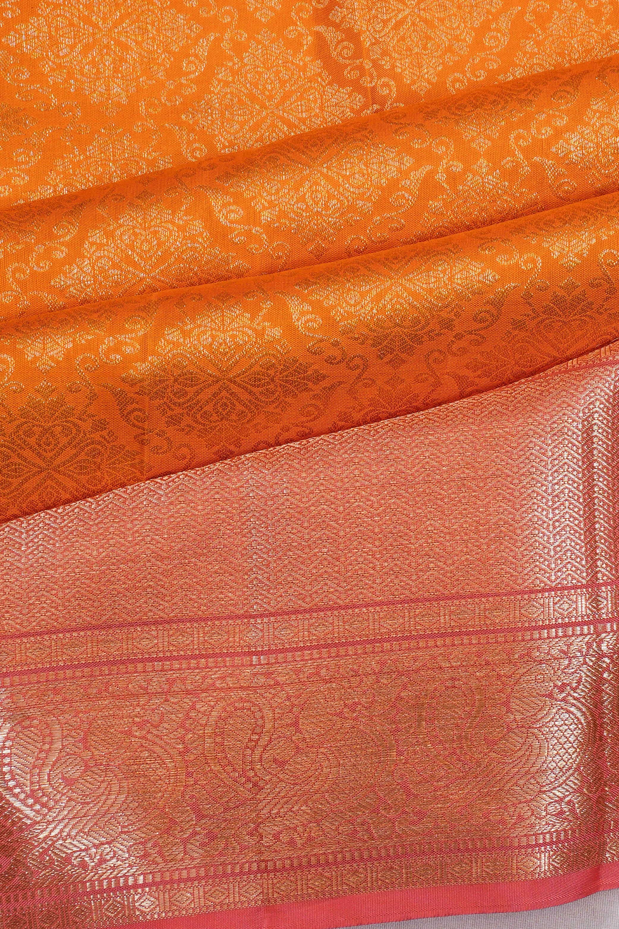 Taranga Kanchi Silk Brocade Orange Saree