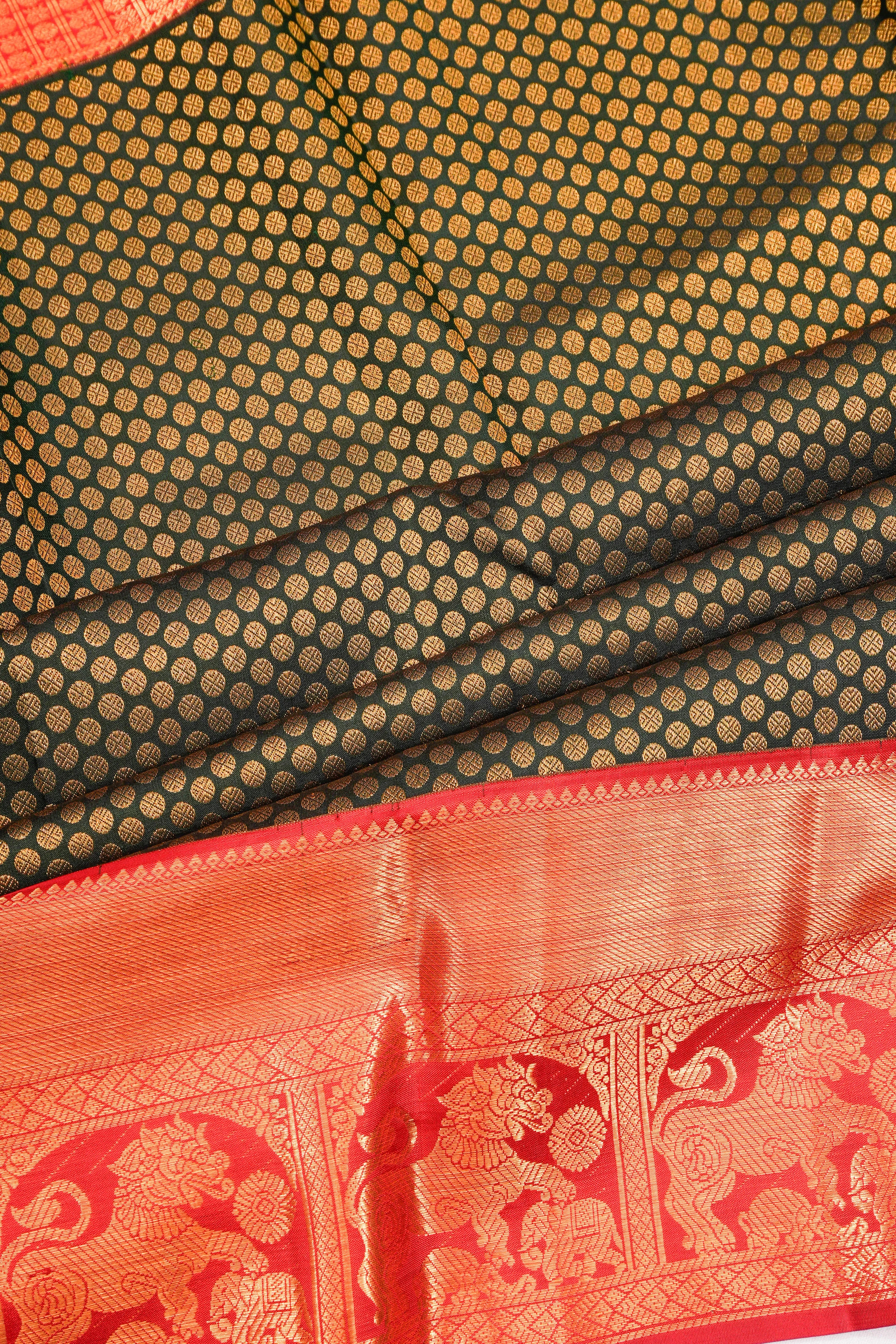 Taranga Kanchi Silk Brocade Green Saree