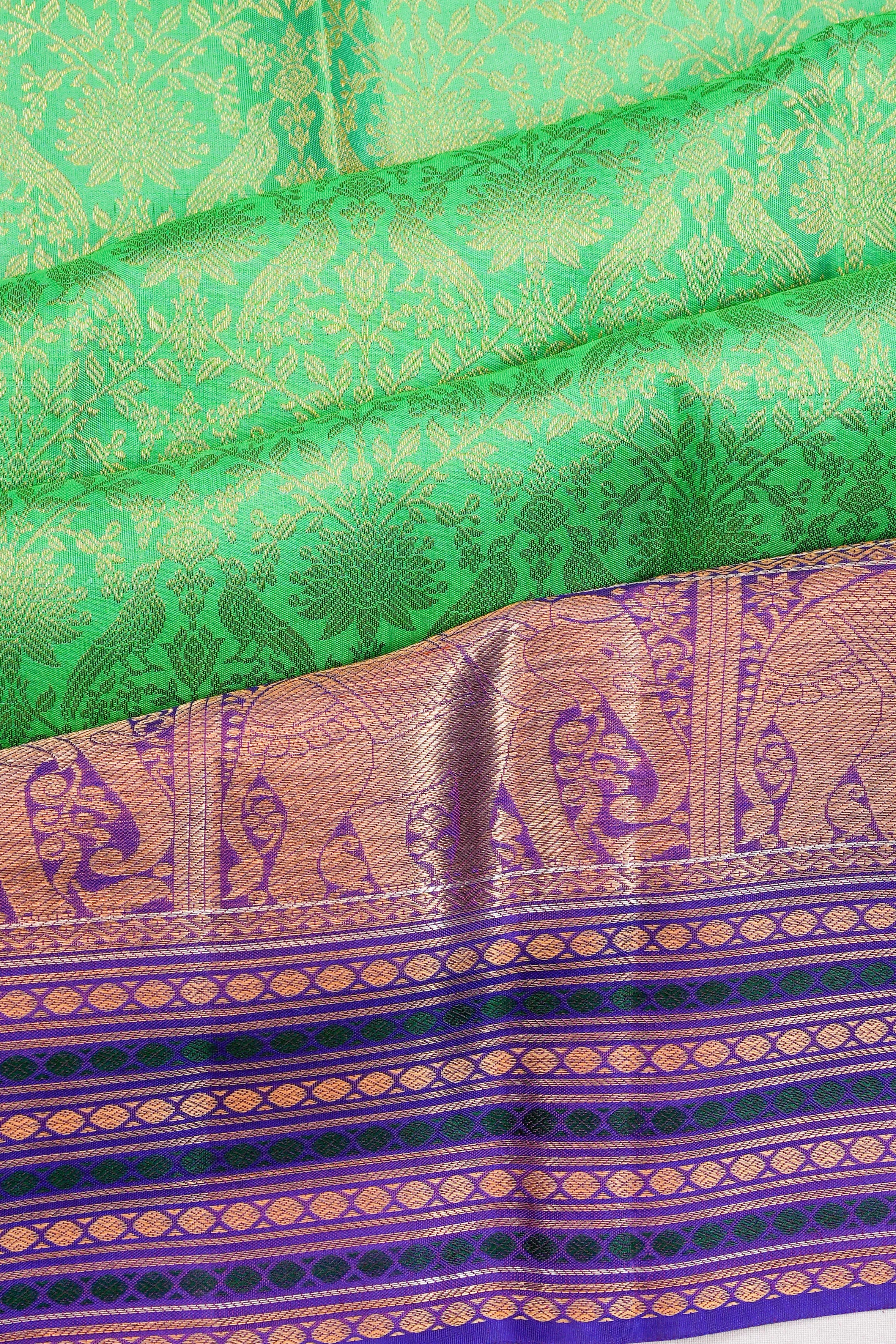 Taranga Kanchi Silk Brocade Mint Green Saree