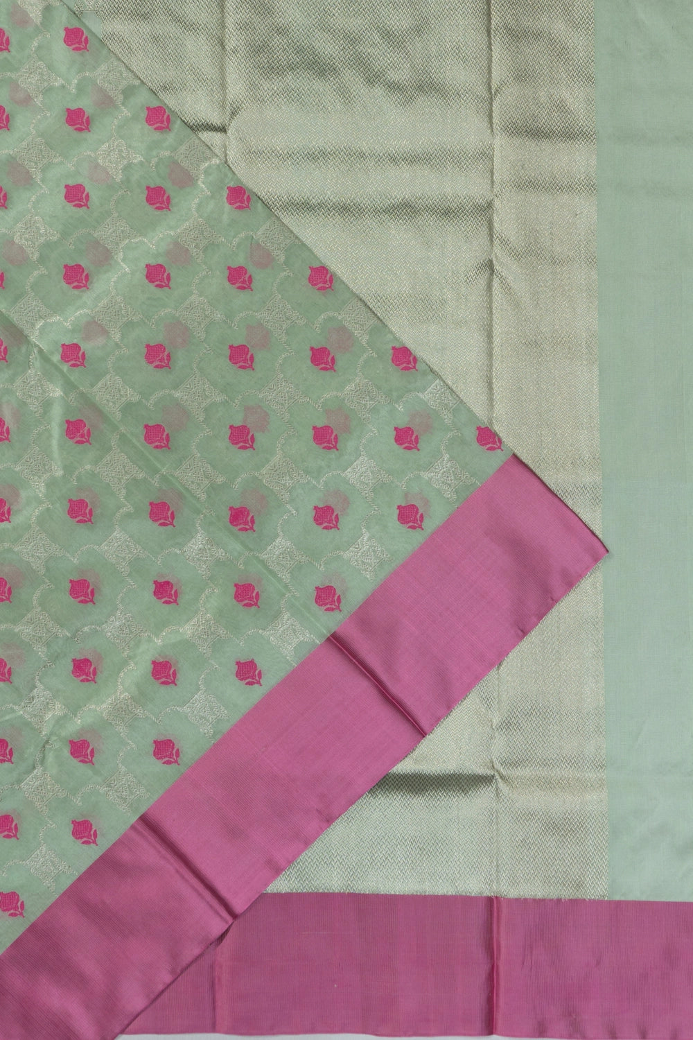 Chanderi Silk Jaal And Butta Pastel Green Saree