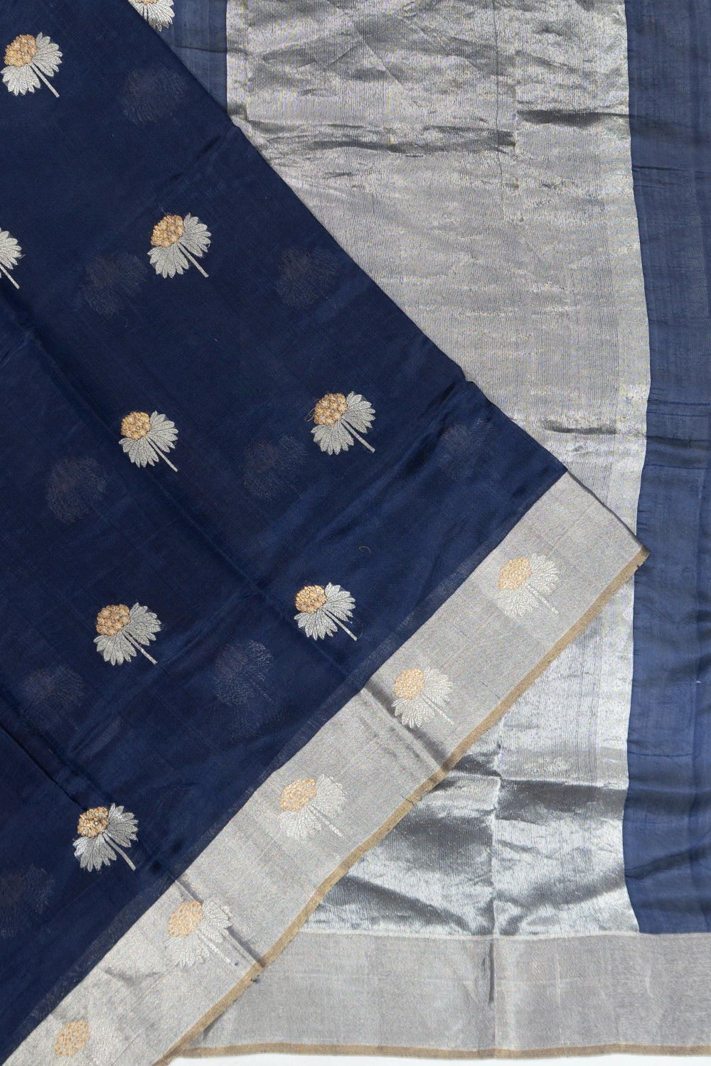 Chanderi Silk Butta Blue Saree