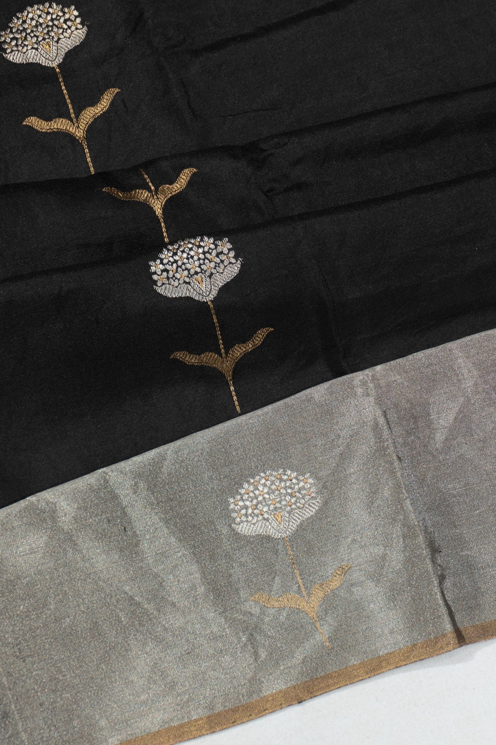 Chanderi Silk Butta Black Saree