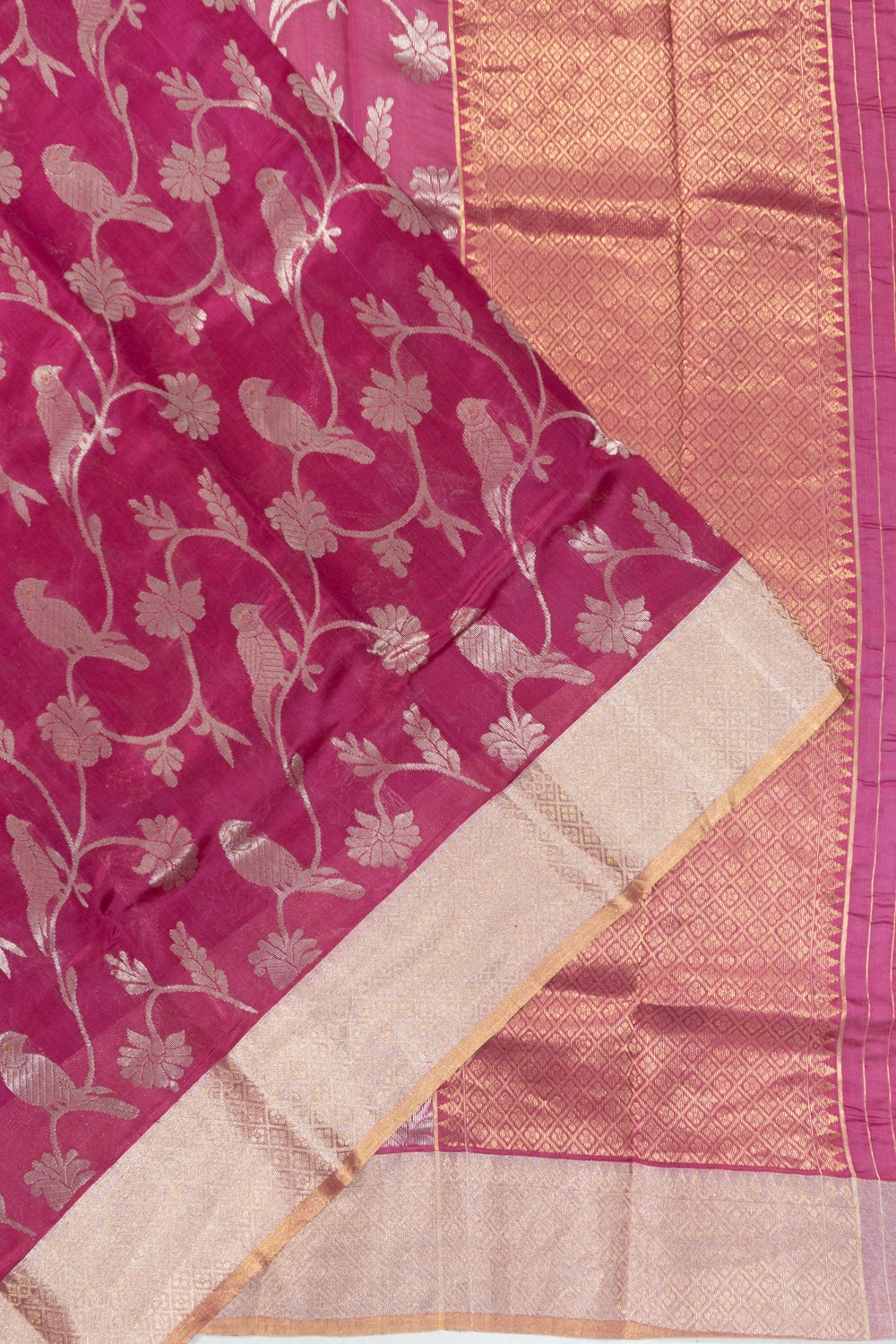 Chanderi Silk Jaal Pink Saree