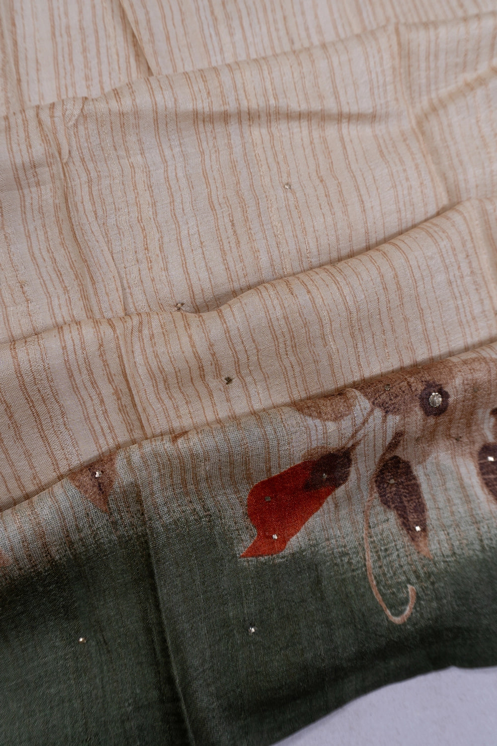 Tussar Plain Cream Saree