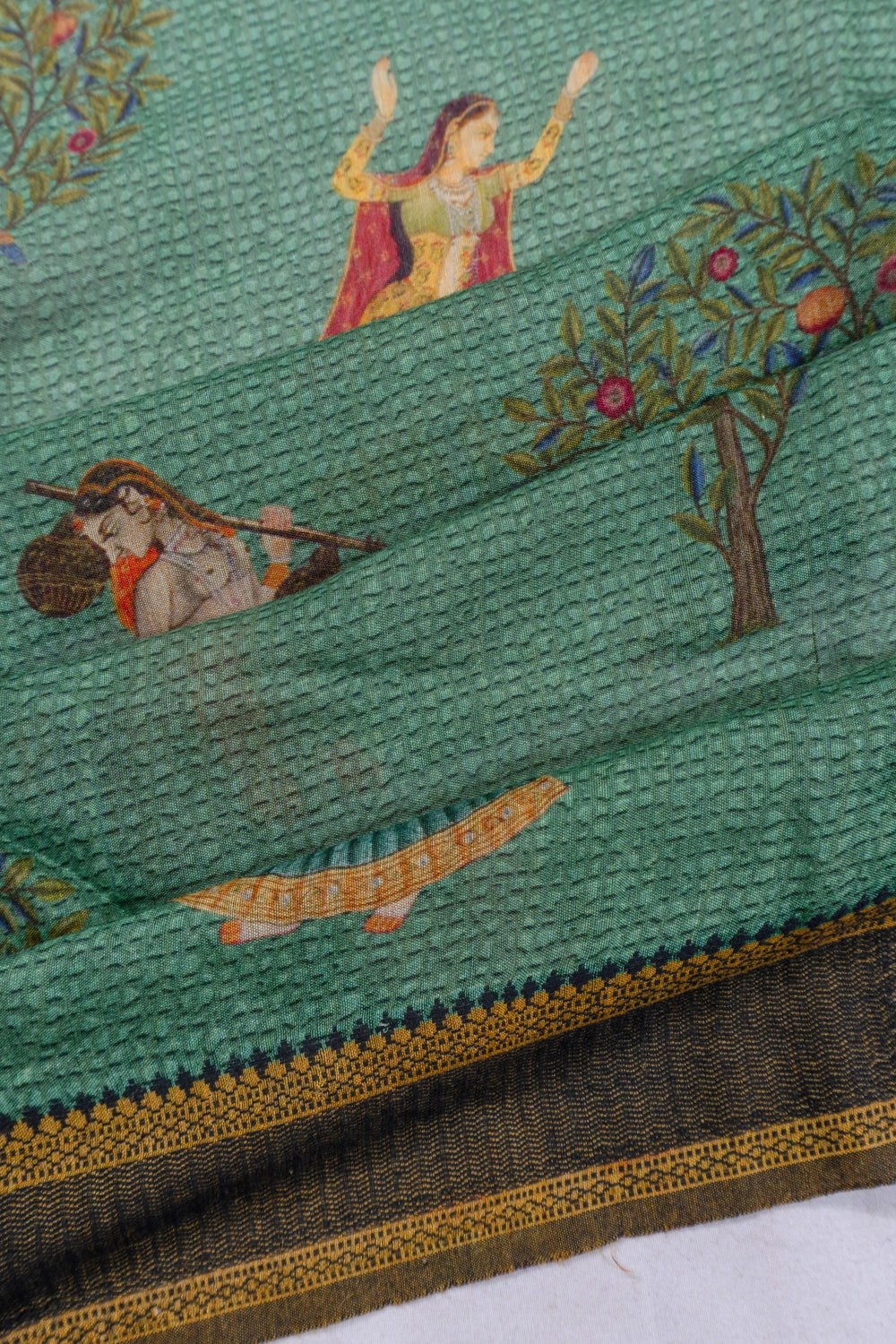 Tussar Printed Pink Saree