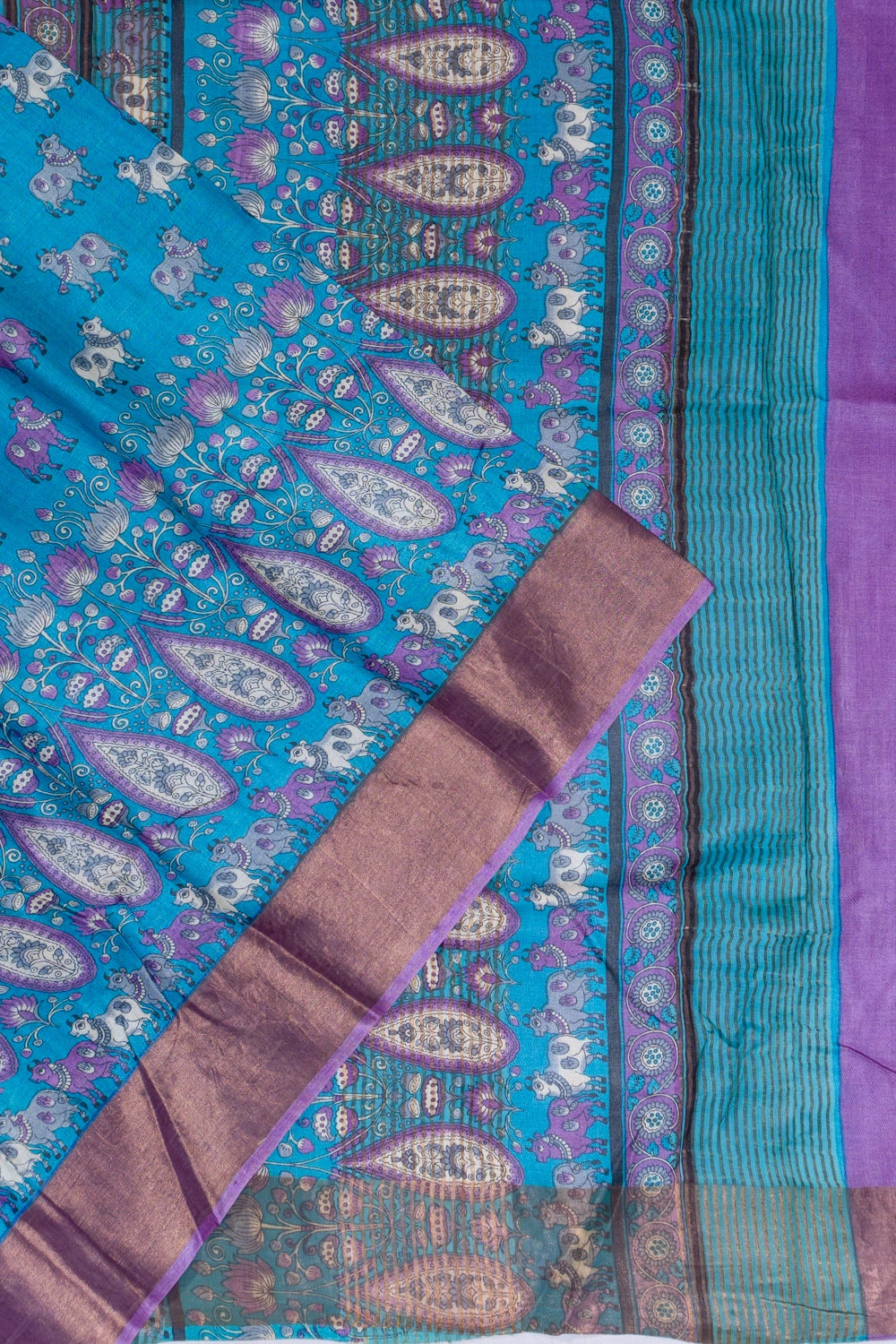 Tussar Floral Printed Pink Saree