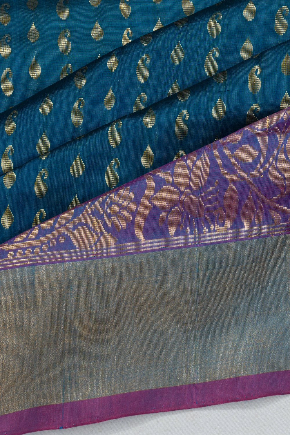 Uppada Silk Brocade Teal Blue Saree