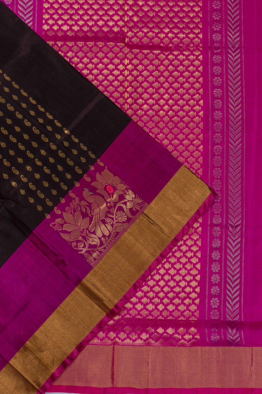 Uppada Silk Brocade Black Saree