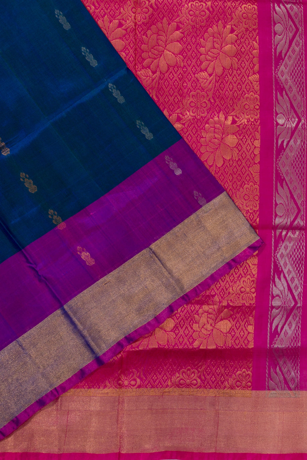 Uppada Silk Butta Dark Blue Saree