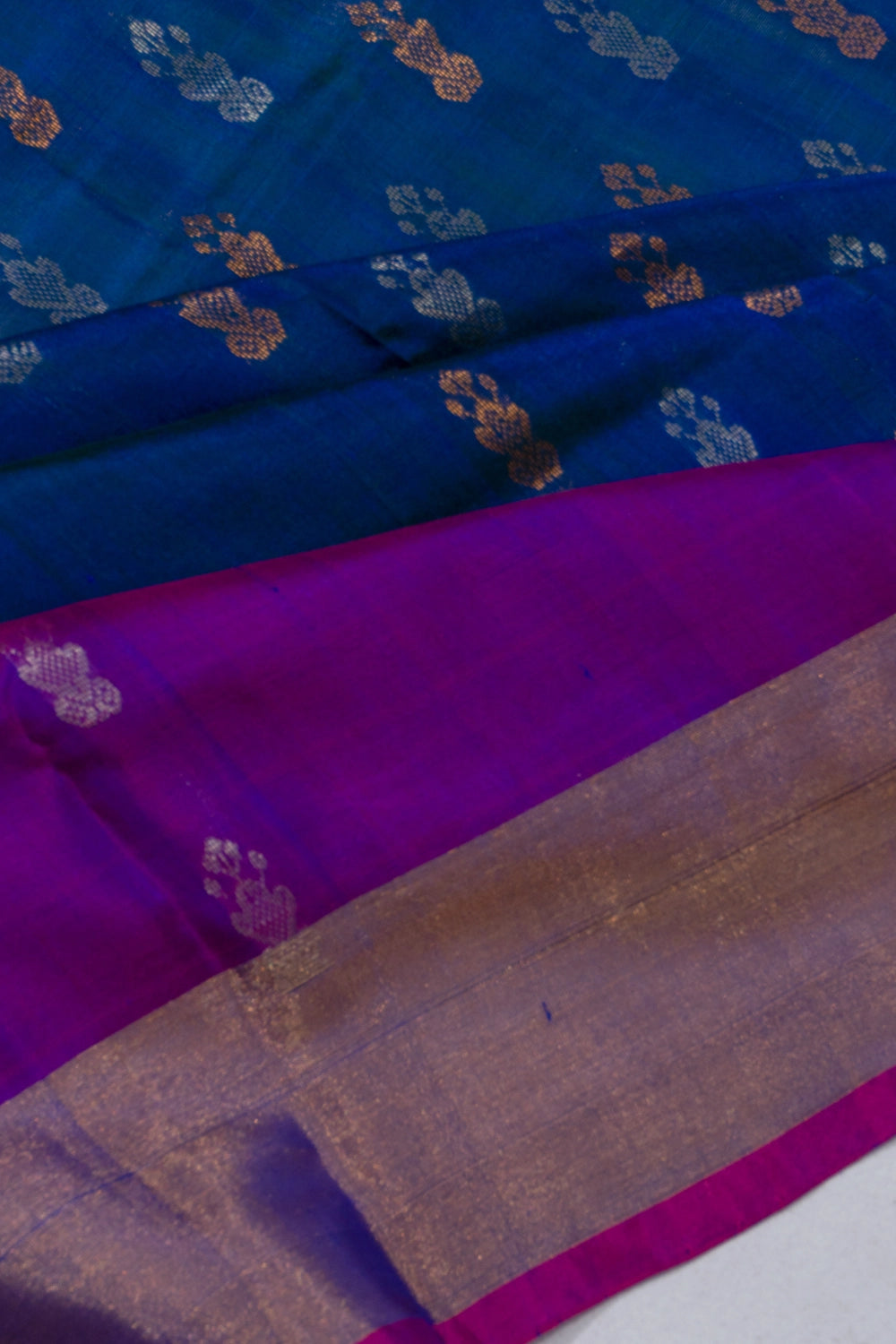 Uppada Silk Butta Dark Blue Saree