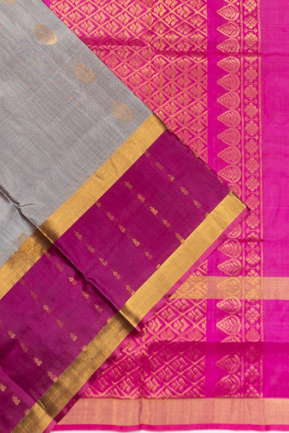 Uppada Silk Butta Grey Saree