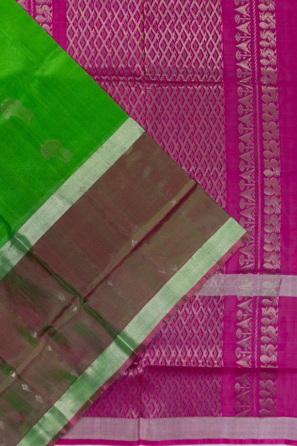 Uppada Silk Butta Green Saree
