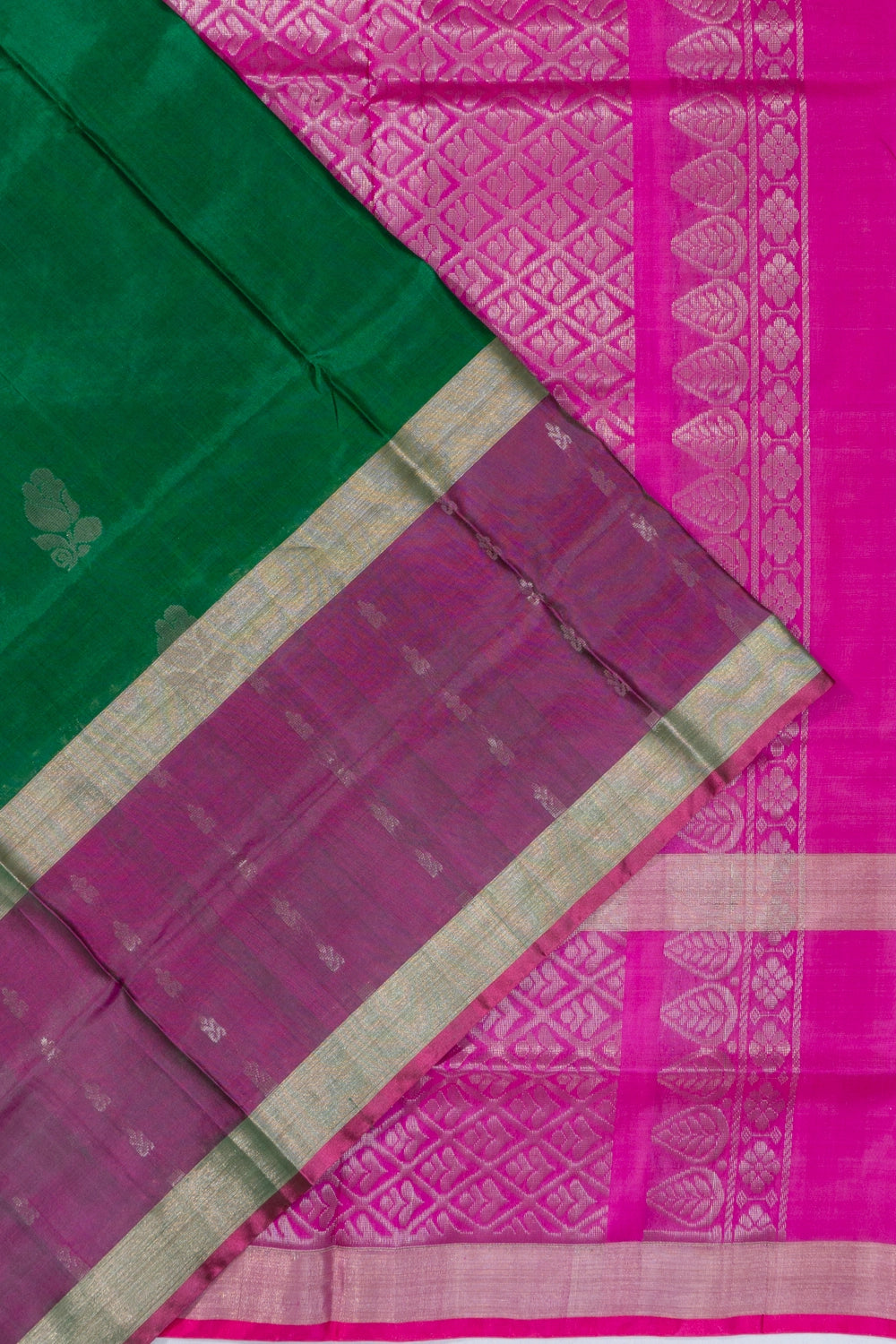 Uppada Silk Butta Green Saree