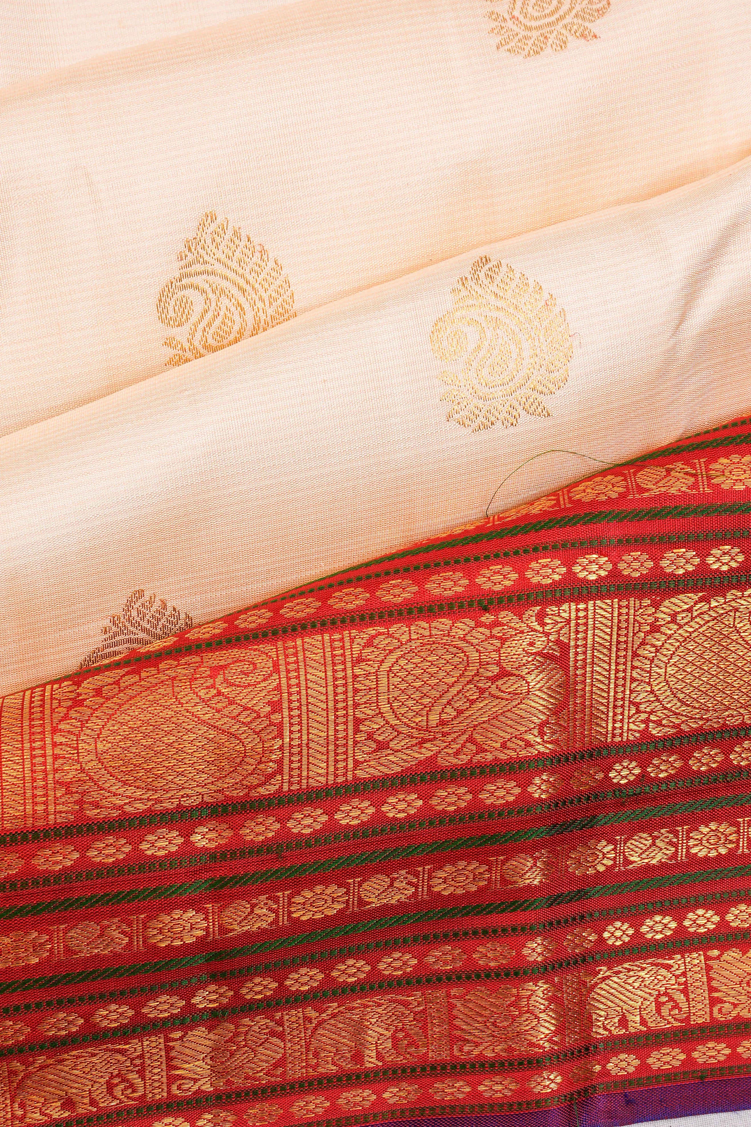 Kanchipuram Silk Butta White Saree