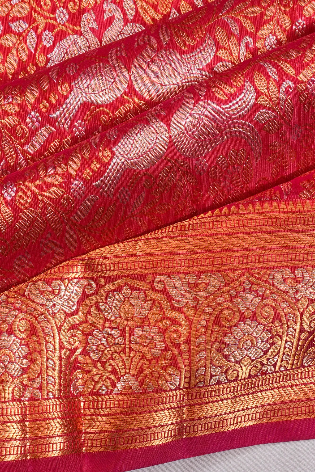 Kanchipuram Silk Brocade Red Saree