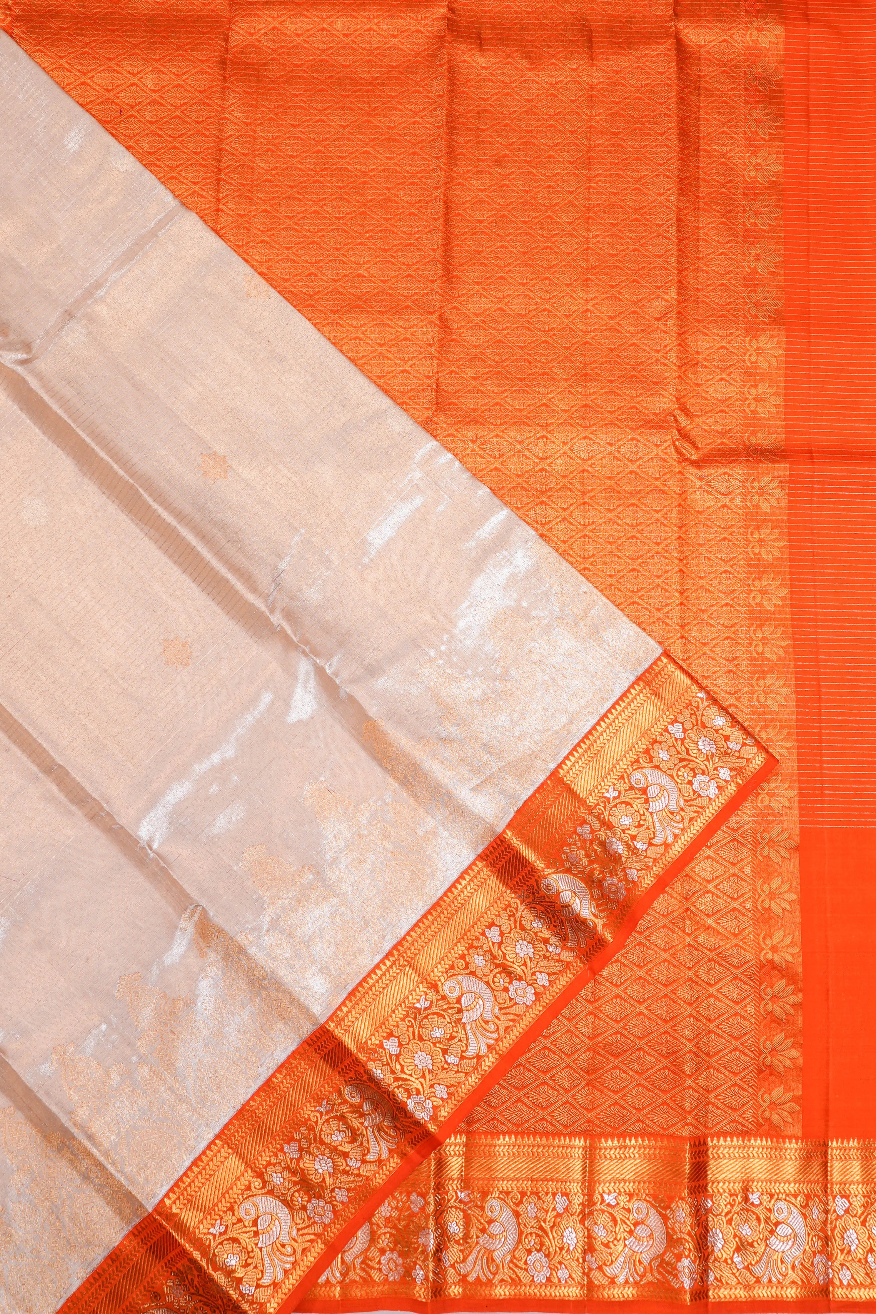 Kanchipuram Silk Tissue Brocade Gold Saree
