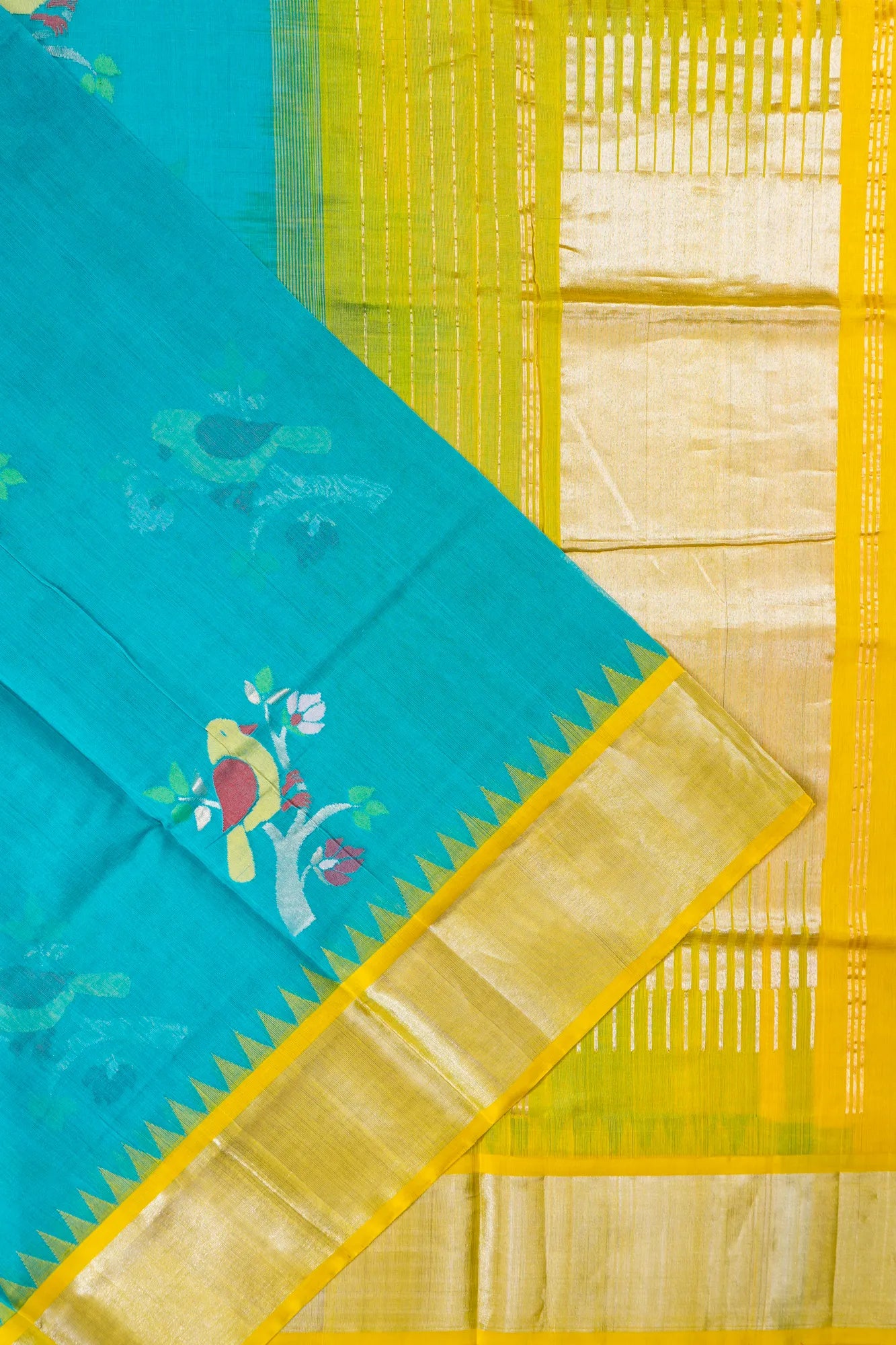Ponduru Handspun Cotton Jamdani Butta Sky Blue Saree