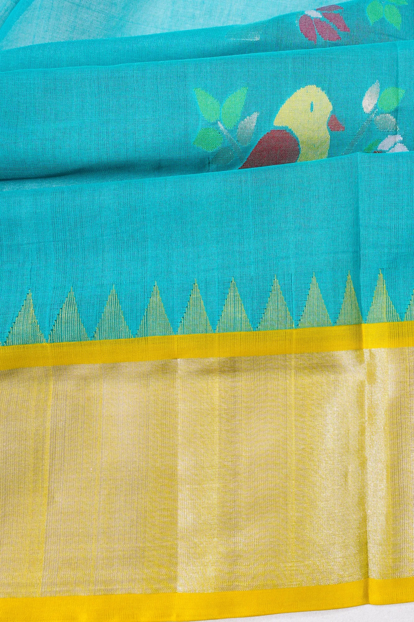 Ponduru Handspun Cotton Jamdani Butta Sky Blue Saree