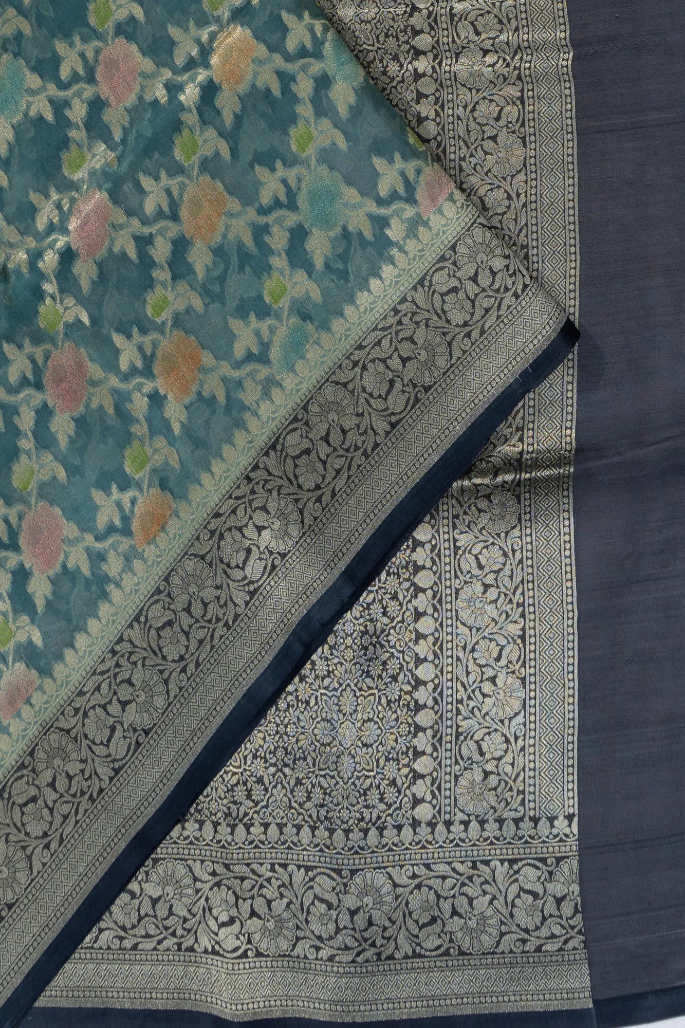 Organza Jaal Blue Saree