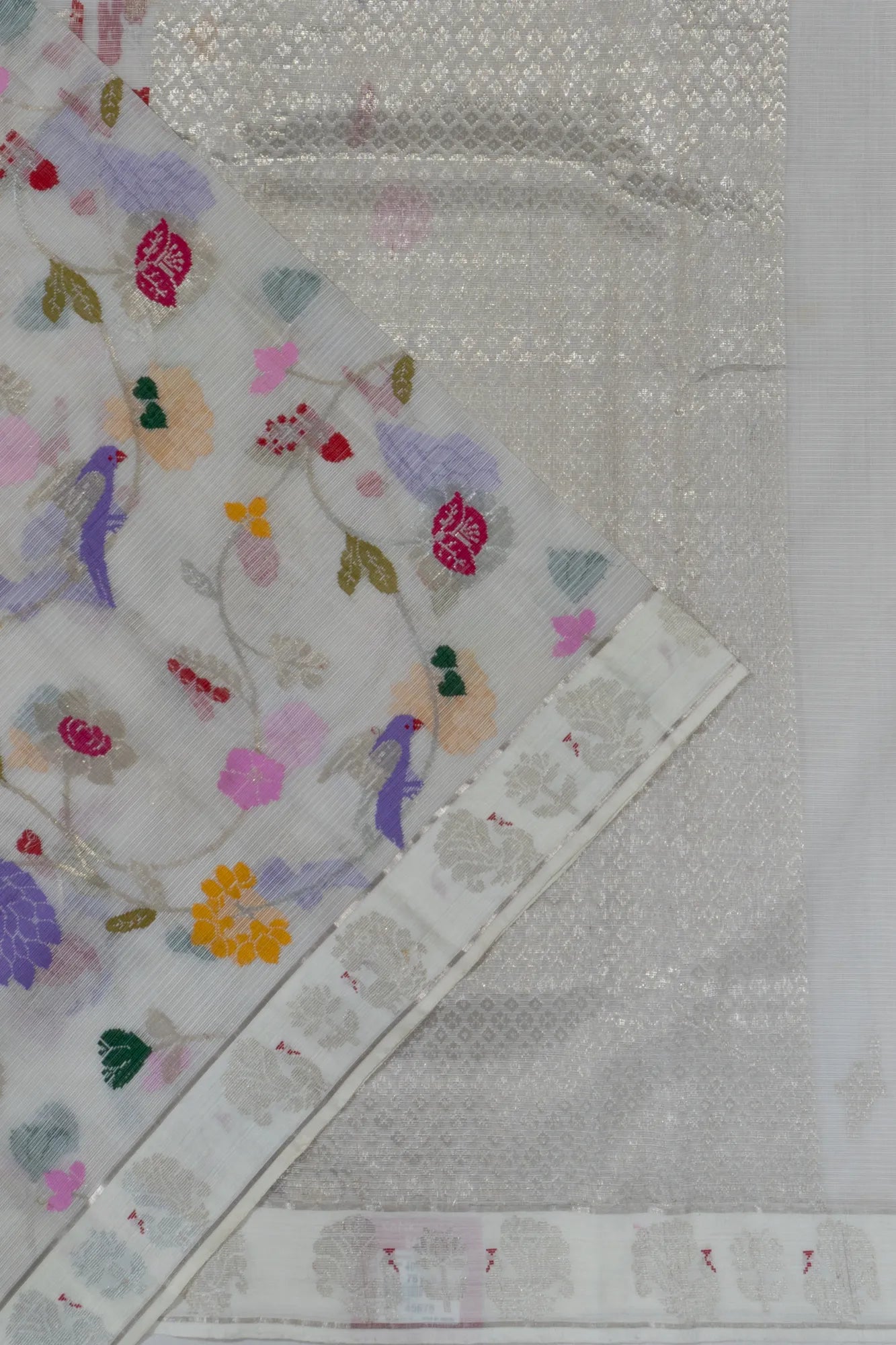 Zari Kota Cotton Jamdani Jaal White Saree