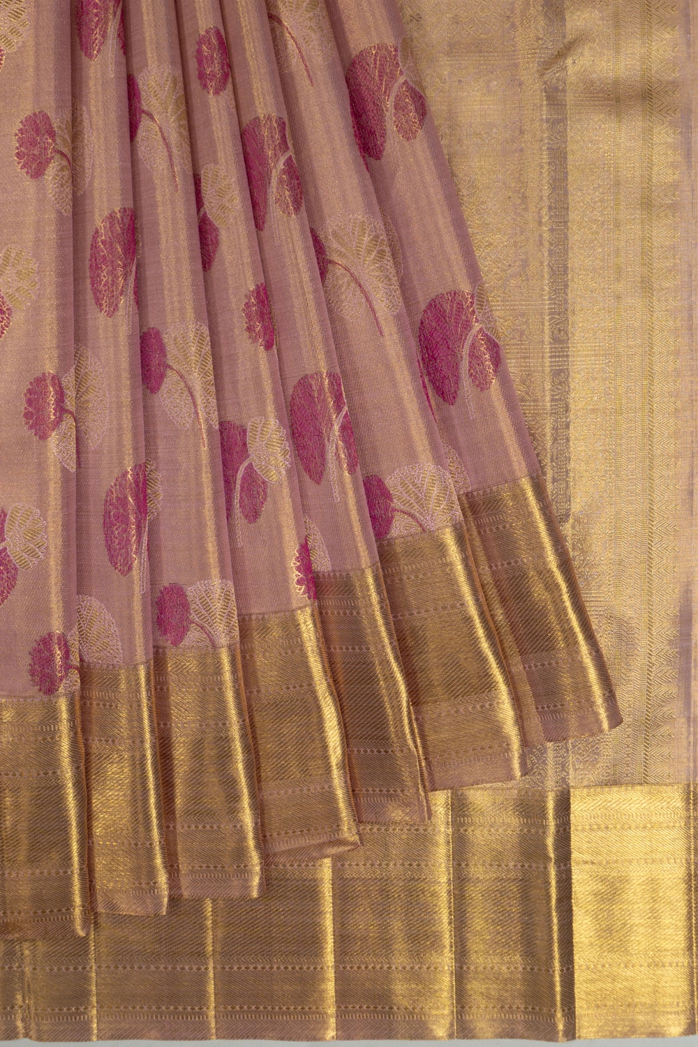 Kanchipuram Silk Tissue Butta Pink Saree