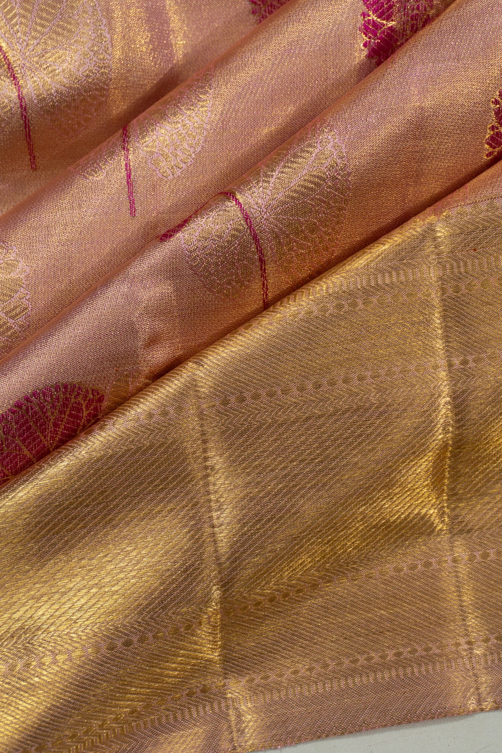 Kanchipuram Silk Tissue Butta Pink Saree