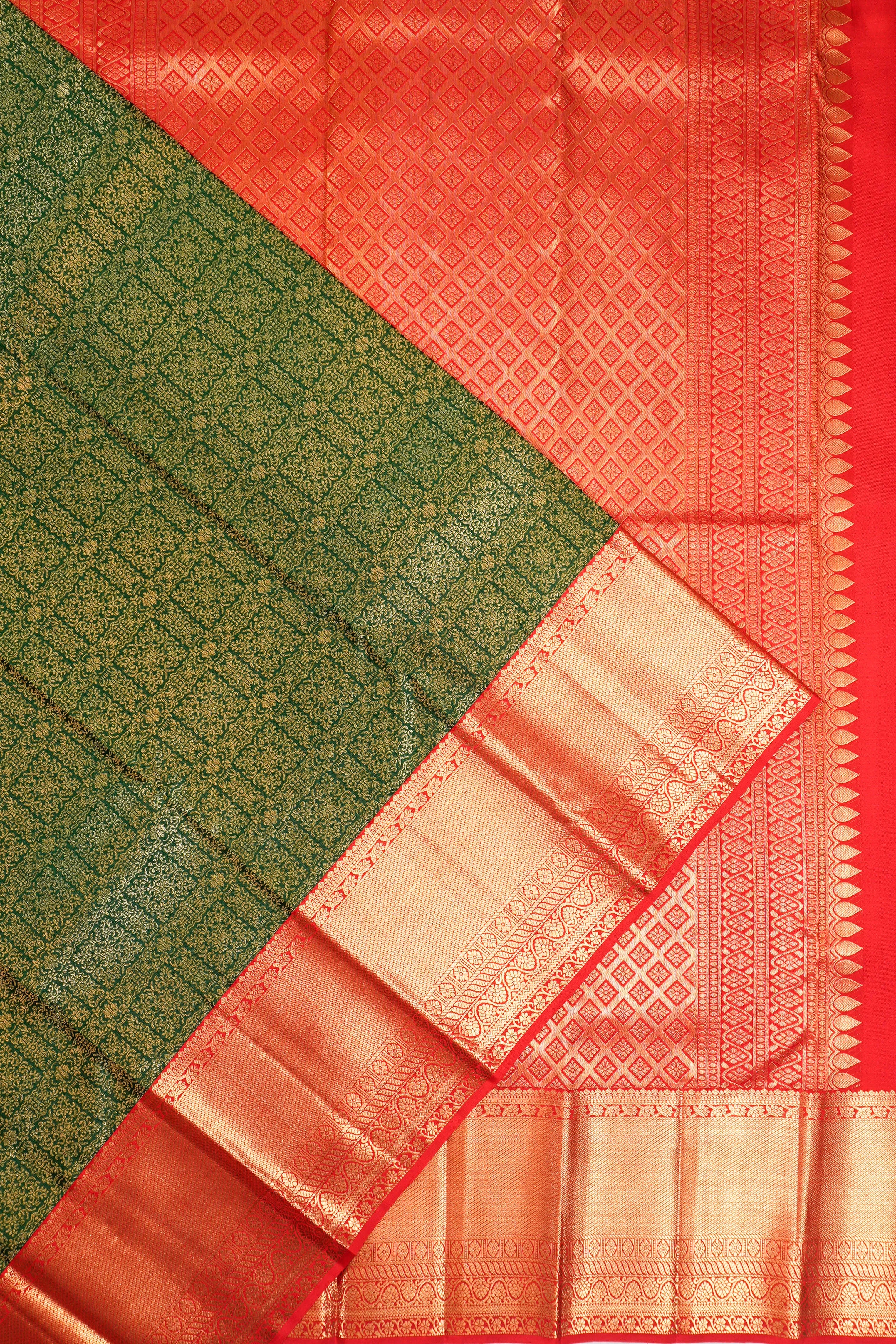Kanchipuram Silk Brocade Green Saree