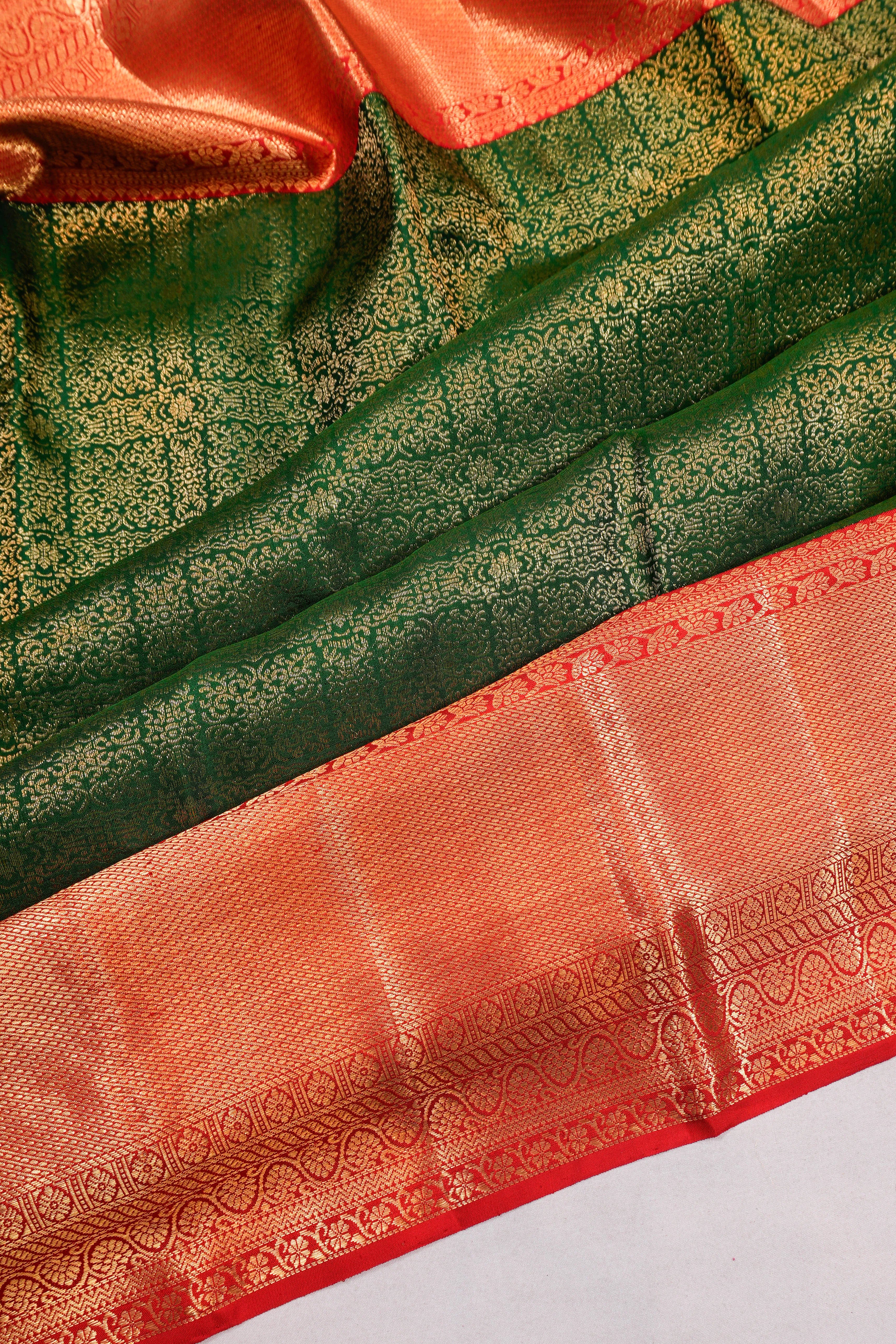 Kanchipuram Silk Brocade Green Saree