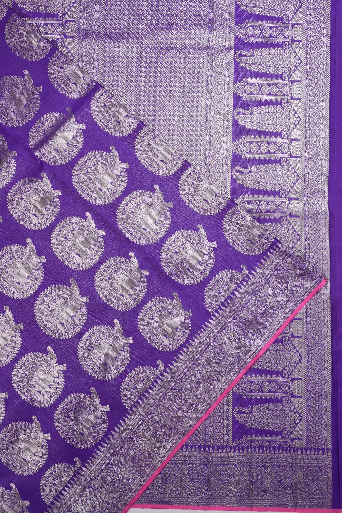 Kanchipuram Silk Brocade Violet Saree