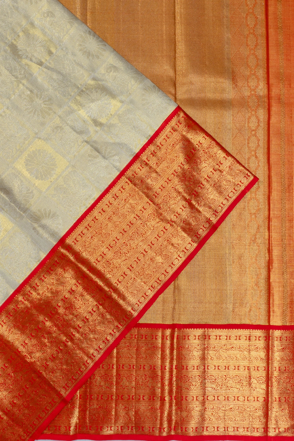 Taranga Kanchi Silk Brocade Grey Saree