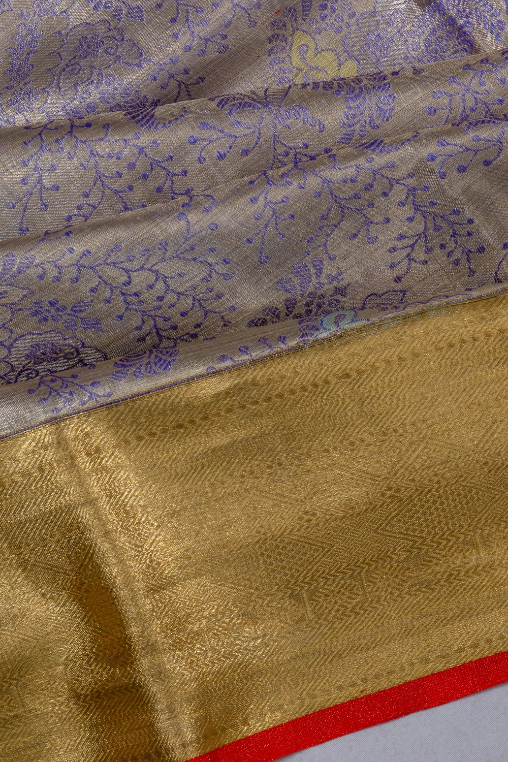Taranga Kanchi Silk Tissue Brocade Silver Saree