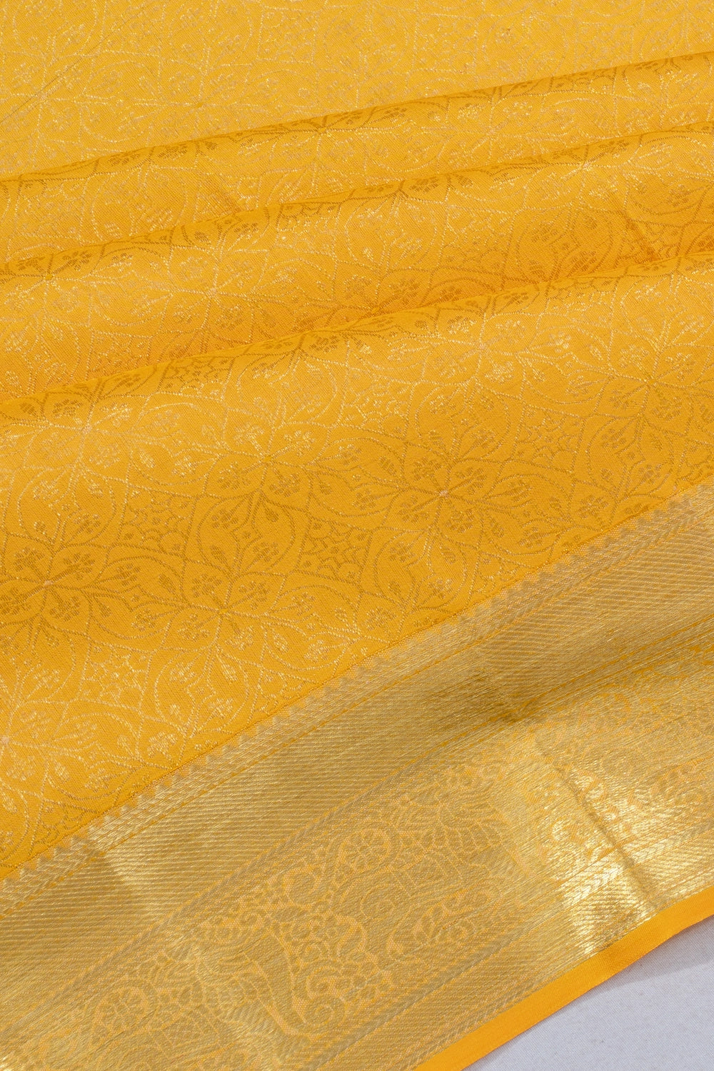 Taranga Kanchi Silk Brocade Yellow Saree