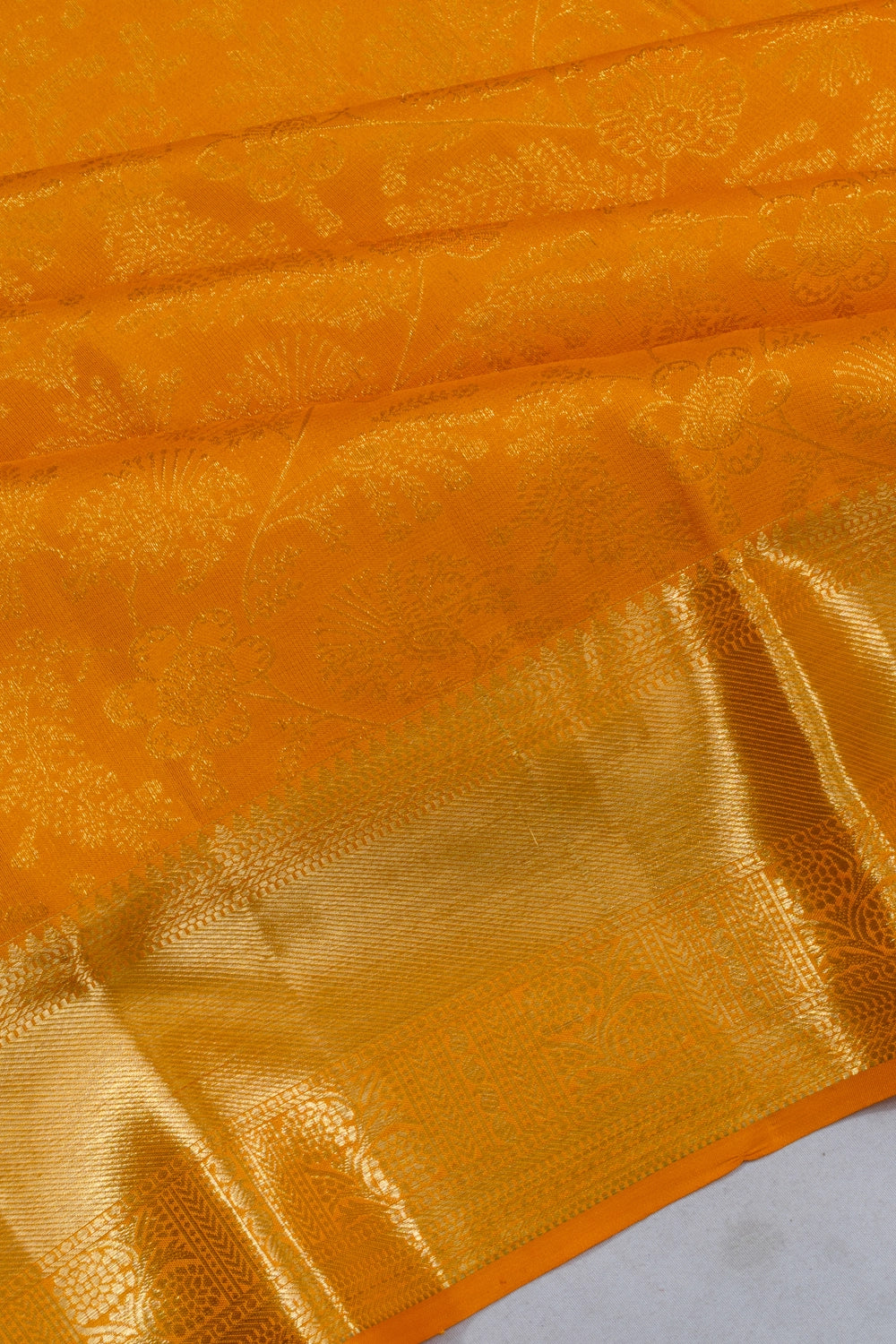 Taranga Kanchi Silk Brocade Yellow Saree
